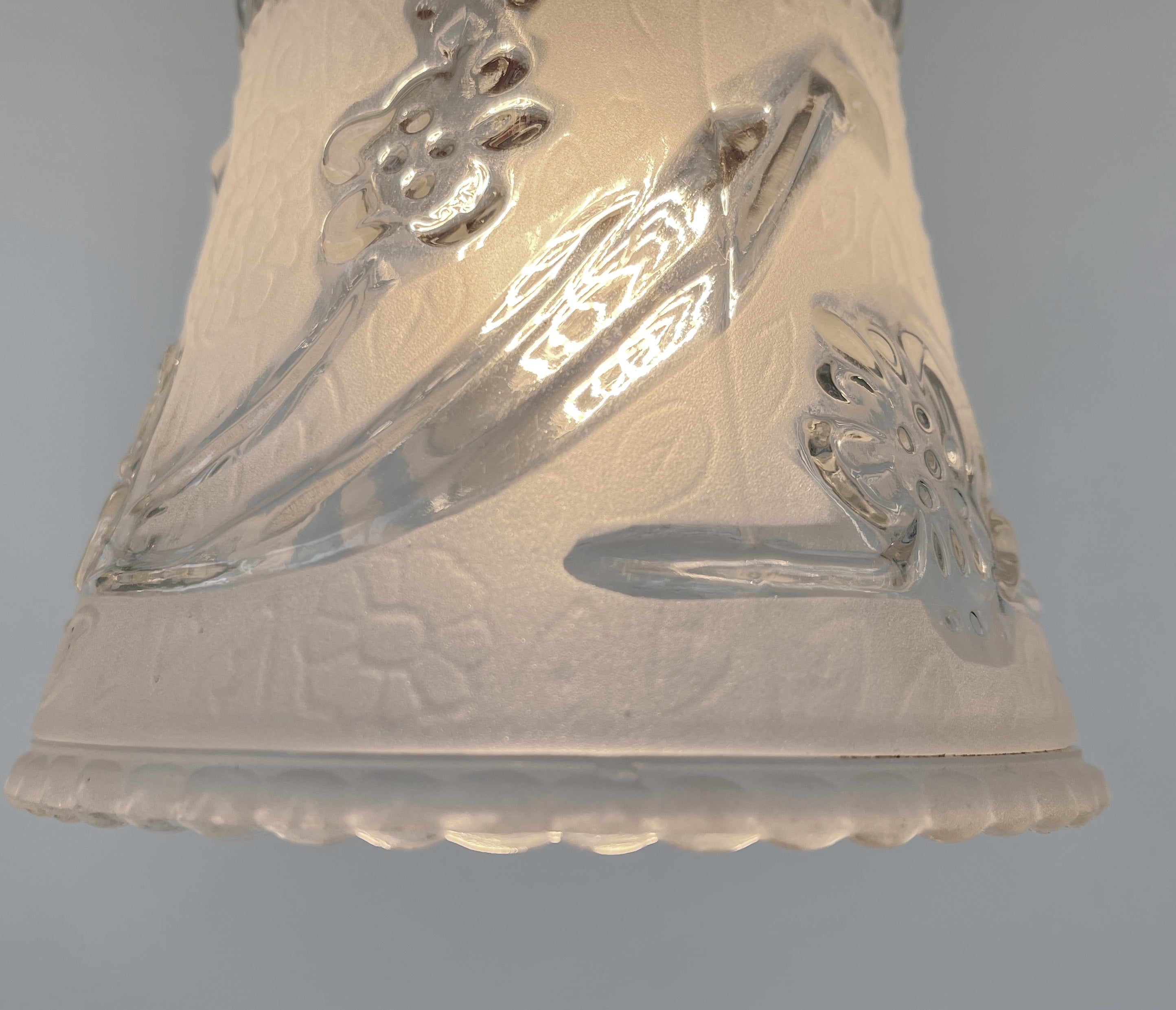 Vintage 1960's Frost & Clear Glass Pendant Light - Mid Century Modern Ceiling Fixture for Dining Room, Kitchen, or Bedroom Lighting