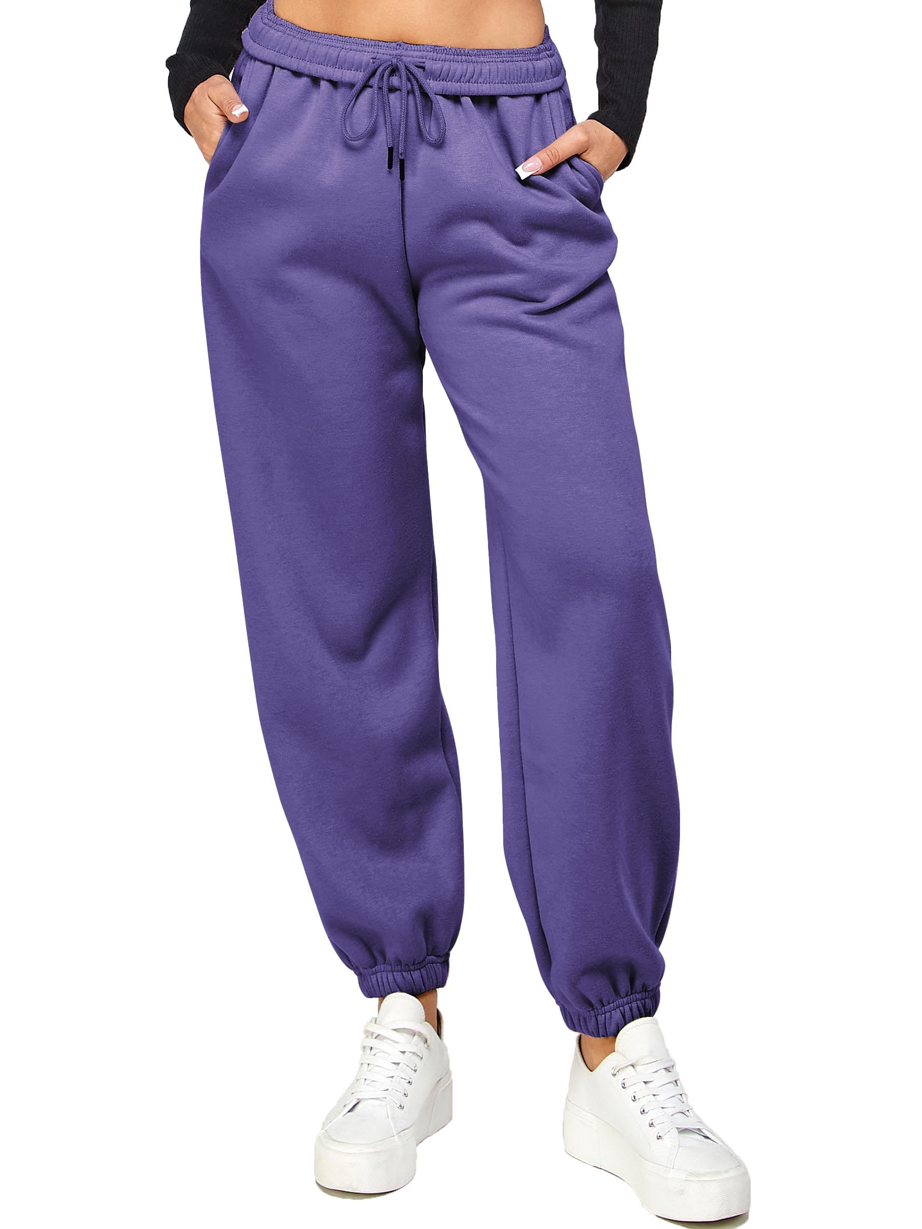 Women's High Waisted Fleece Sweatpants - Soft Warm Joggers with Pockets, Cozy Lounge Pants for Winter | Perfect for Yoga, Running Errands & Relaxing at Home