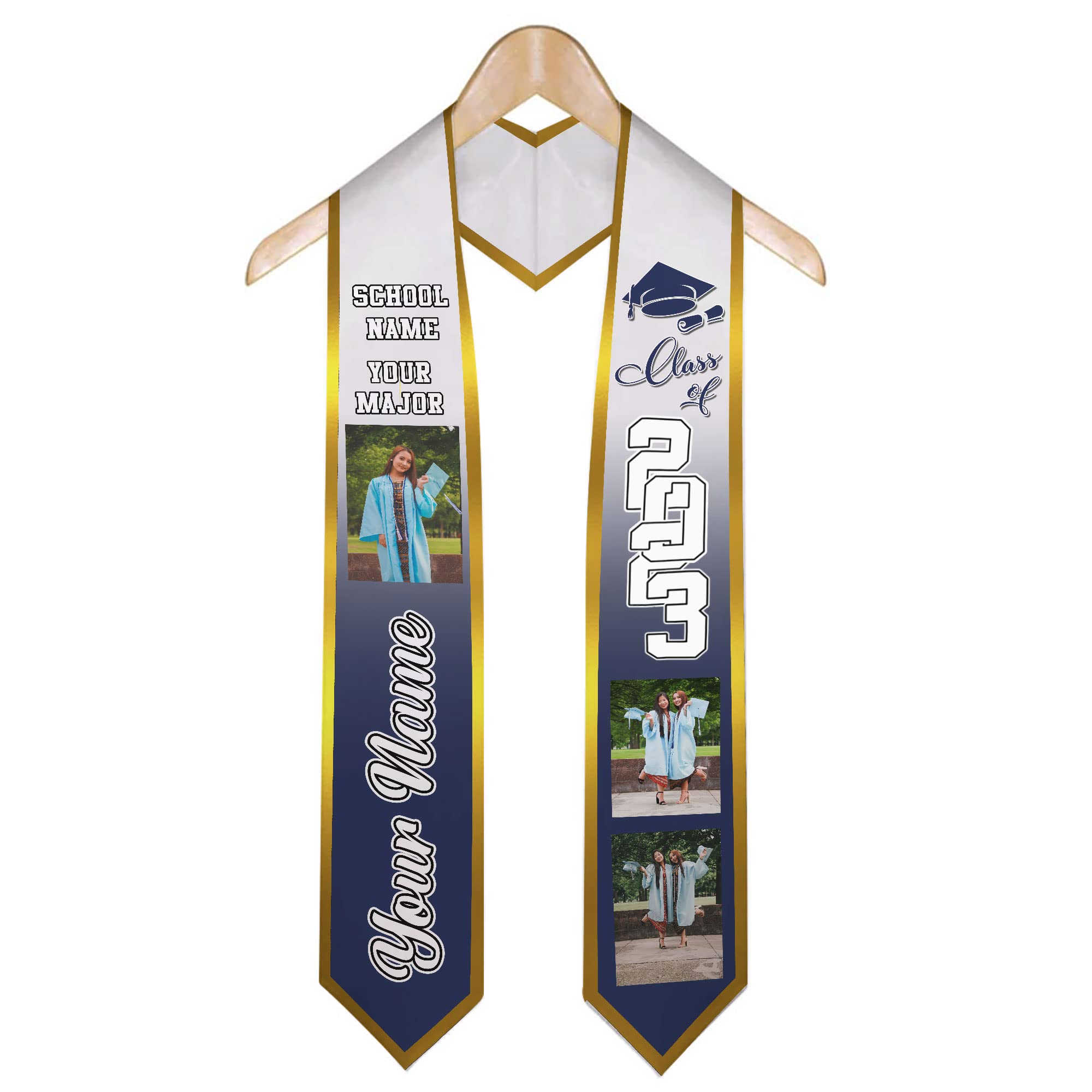 Custom Graduation Stole 2025 with Photo - Personalized Graduation Sash for High School & College - MDPrints Global - Perfect for Commencement Ceremonies & Graduation Photos