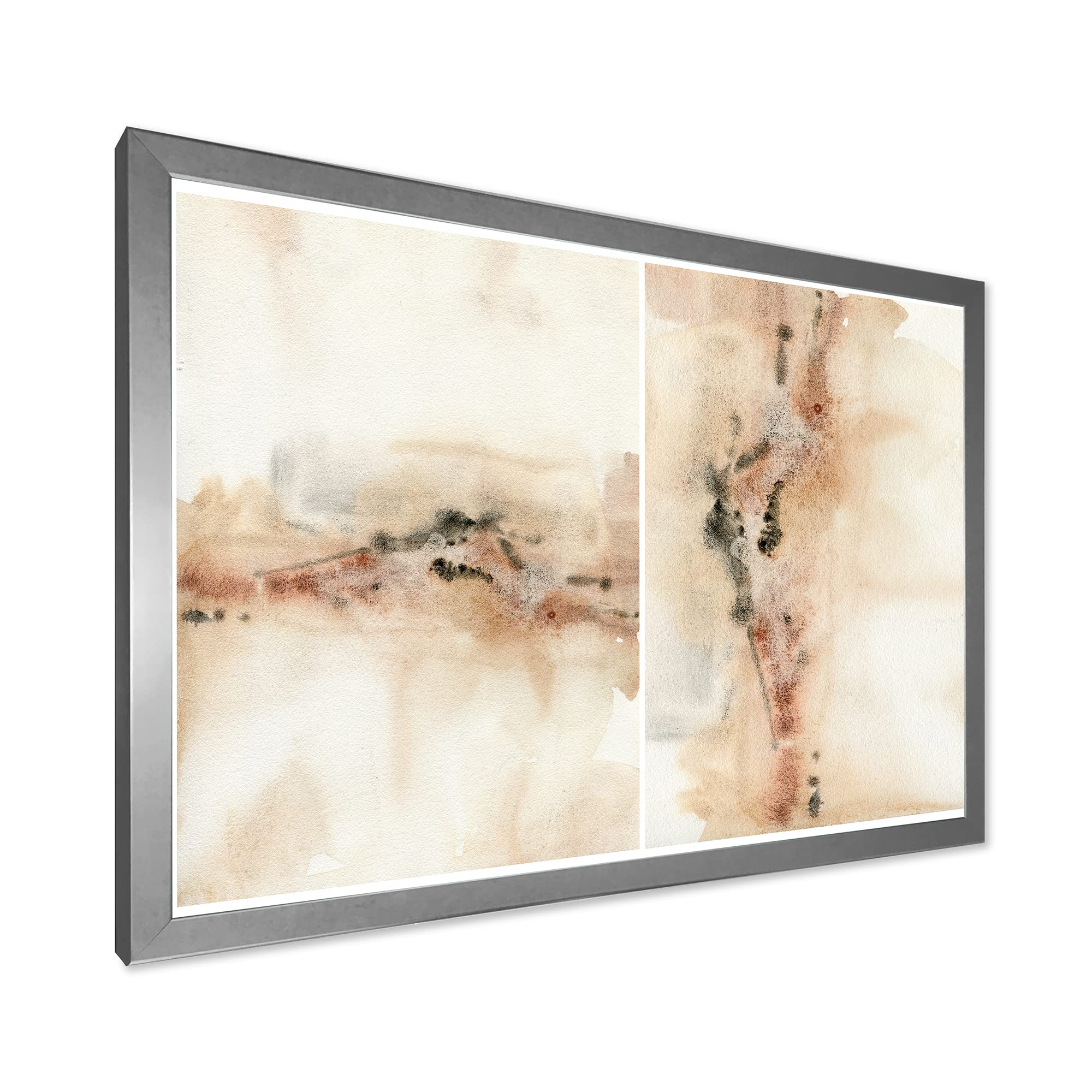 DesignQ Abstract Yellow Beige Red Pink Spots Pastel Modern Framed Wall Art - Perfect for Living Room, Bedroom & Office Decor