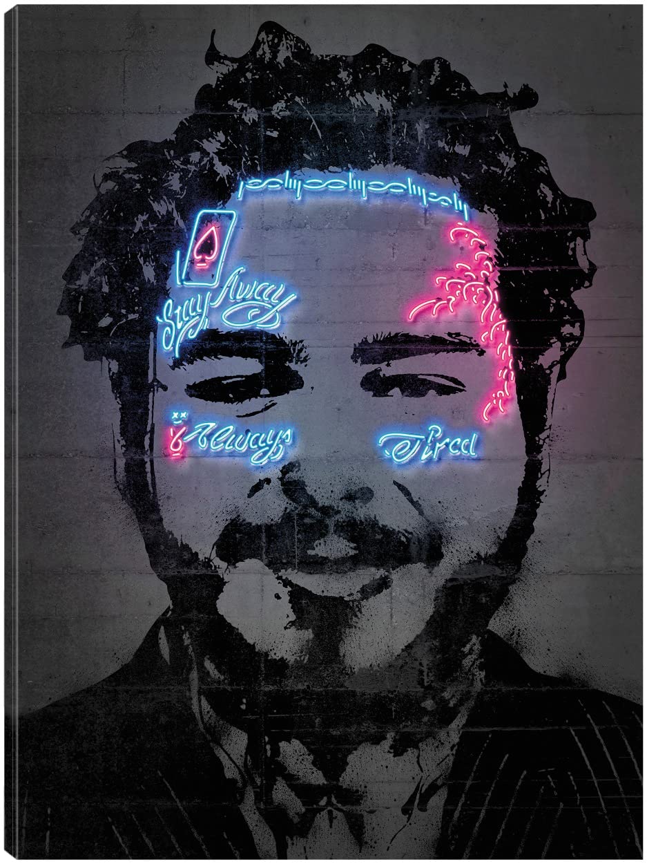 Post Malone Canvas Wall Art - Premium Fine Art Print by Octavian Mielu - 32x43 Inch Ready to Hang Wall Decor for Living Room, Bedroom, Office - Perfect for Music Lovers & Modern Home Decor