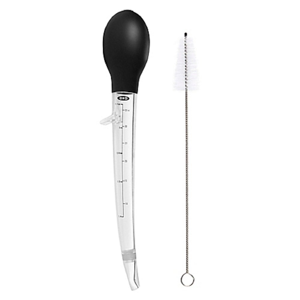 OXO Good Grips Angled Turkey Baster with Cleaning Brush - Premium Kitchen Tool for Basting, Marinating & Cooking - Perfect for Thanksgiving, Roasts & Grilling