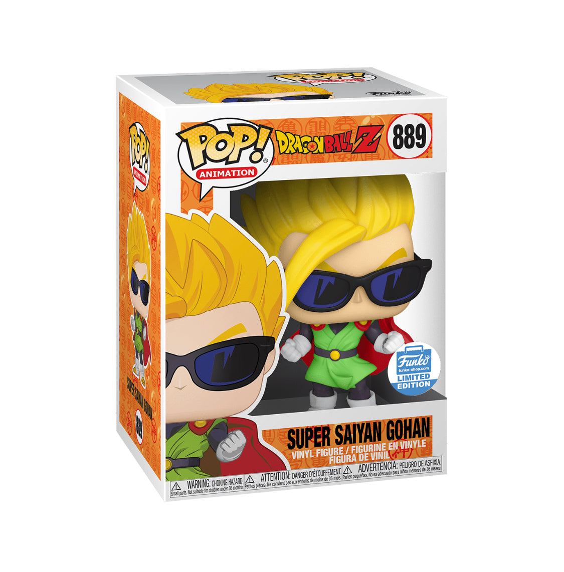 Funko Pop! Dragon Ball Z Super Saiyan Gohan with Sunglasses Exclusive Collectible Figure #889 - Perfect for Anime Fans, Office Decor & Gift for DBZ Lovers
