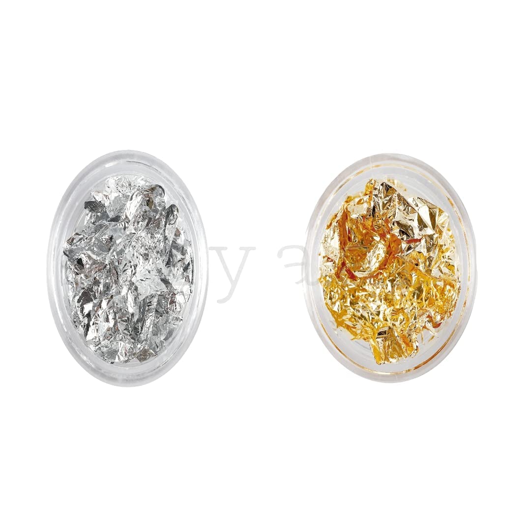 Premium Nail Art Foil Paper - Golden & Silver Metallic Designs for Professional Nail Decoration | DIY Manicure, Salon Nails, Party Glam Looks
