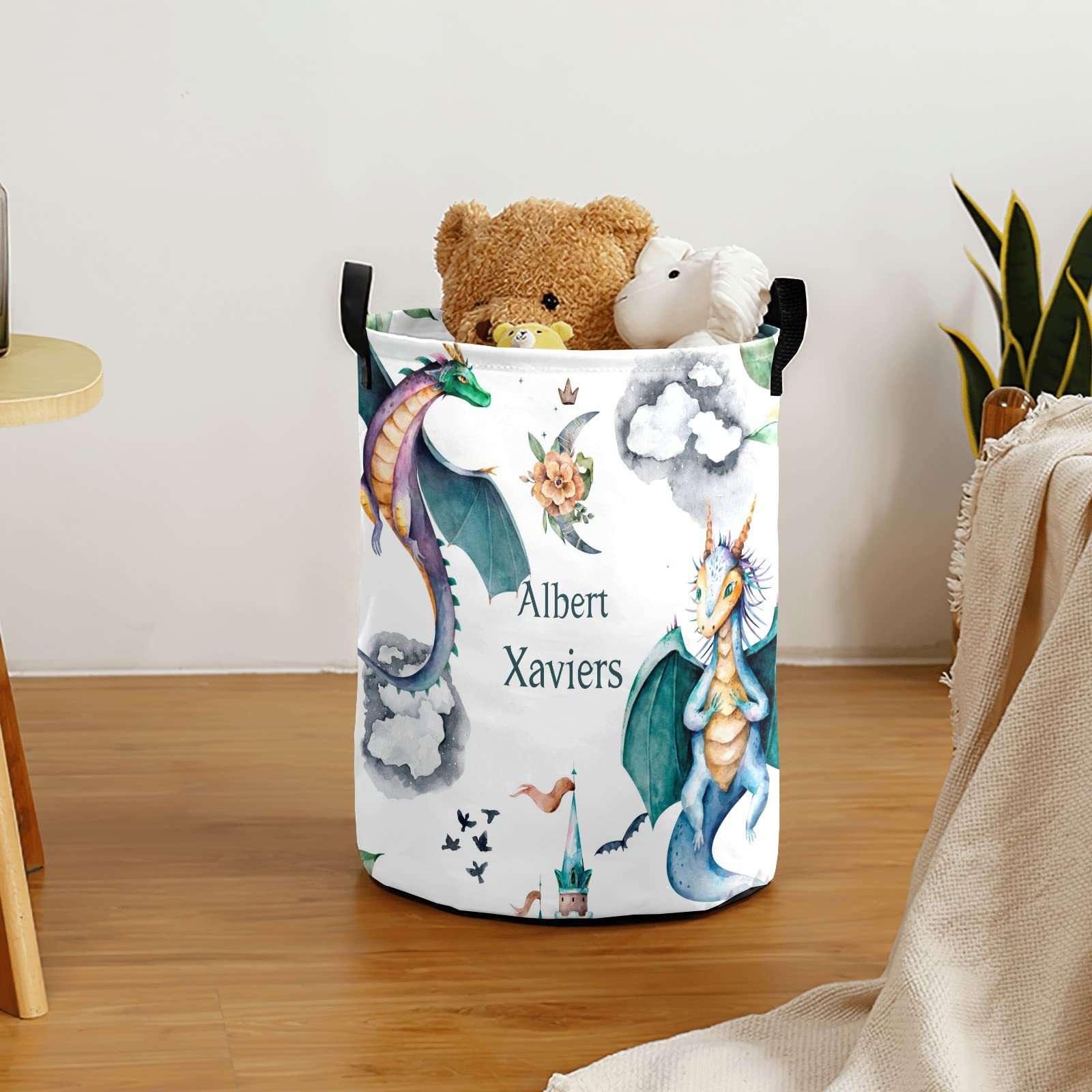 Little Knight Princess Castle Dragon Storage Bin - Waterproof Oxford Fabric Laundry Hamper, Toy Organizer & Gift Basket for Nursery, Bedroom, Kids Room - Perfect for Clothes Storage, Toy Organization & Baby Essentials
