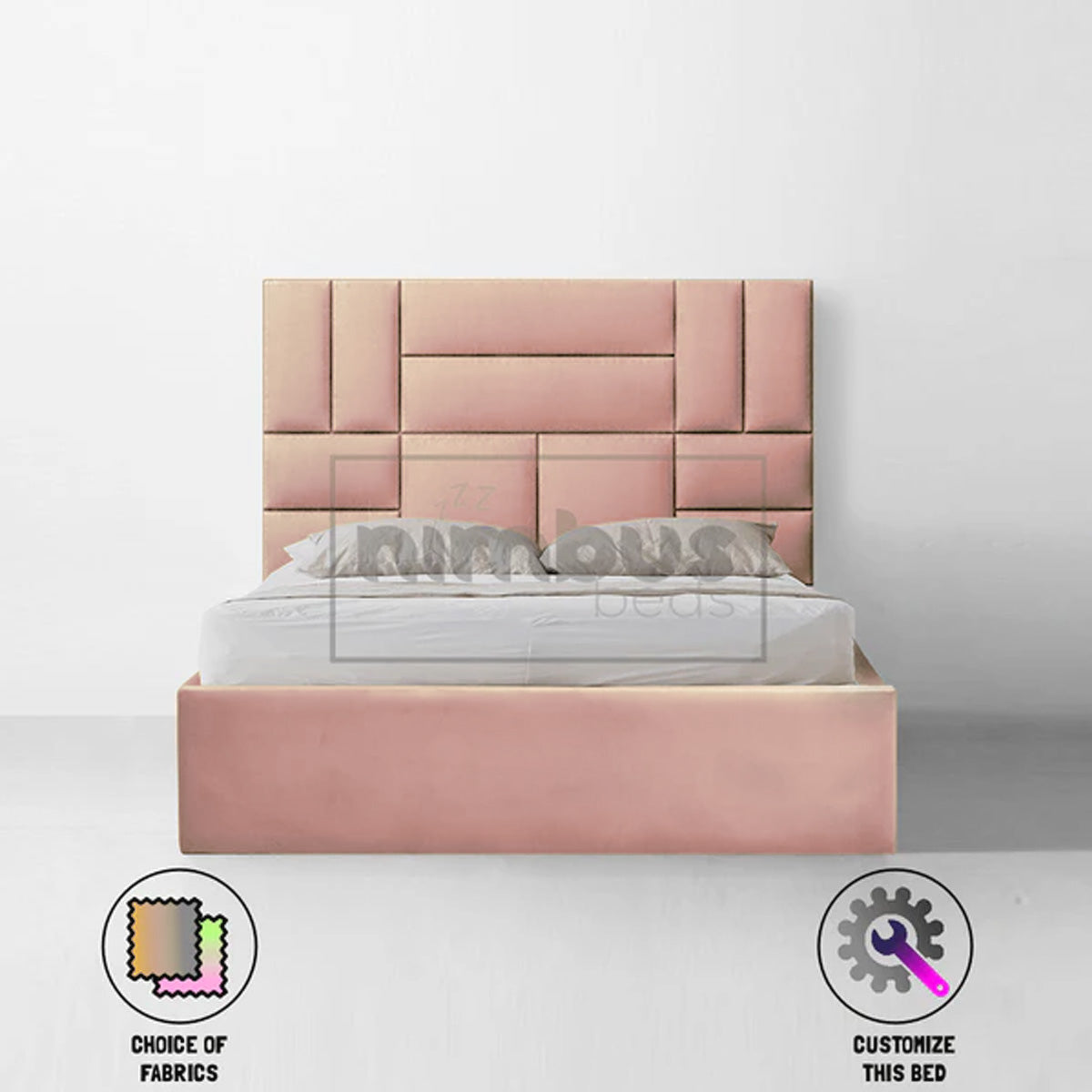 Modern Bauhaus Style Bed Frame with Geometric Pattern - Queen Size Platform Bed for Contemporary Bedroom Decor, Durable & Stylish Design for Home & Apartment