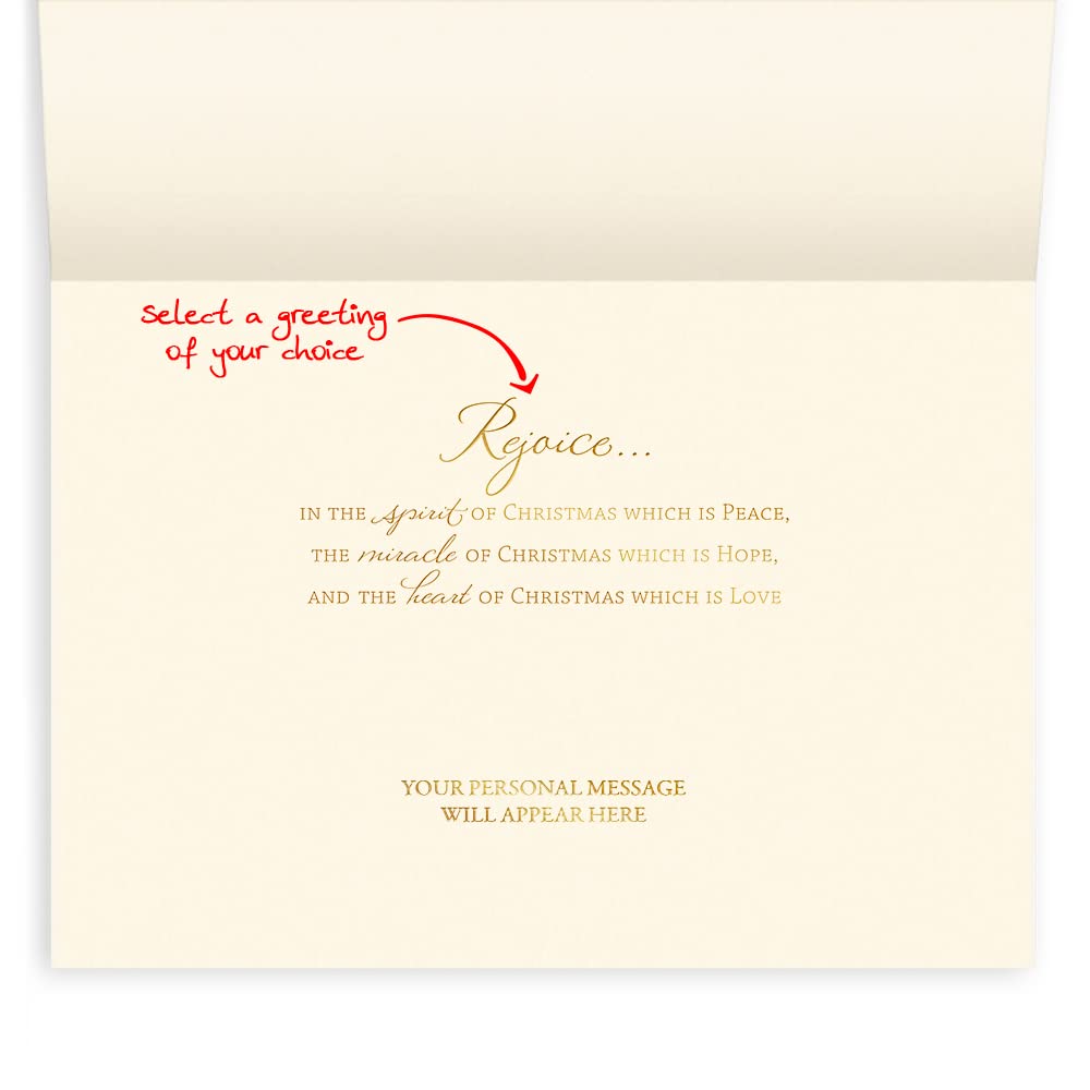25 Personalized Religious Christmas Cards with Foil-Lined Envelopes - Peace & Adoration Design for Holiday Greetings, Business Gifts & Family Celebrations