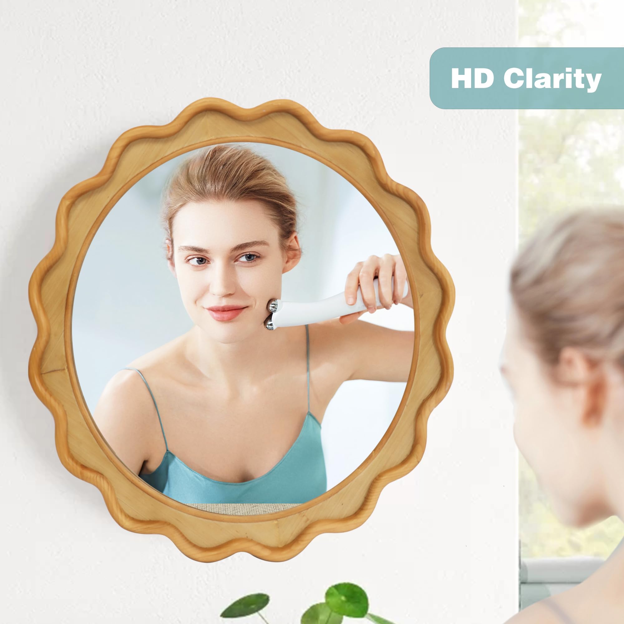 RiteSune 30 Inch Round Wall Mirror - Farmhouse Rustic Circle Mirror for Living Room, Bathroom, Entryway Decor - Perfect for Home, Office & Wedding Venue Decoration