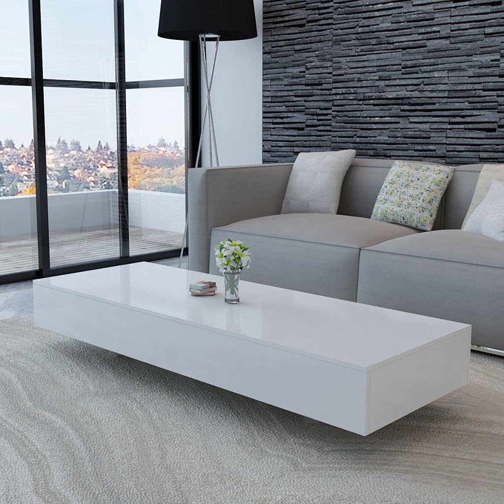 Elegant White High Gloss Sofa Table - Small Coffee Table for Living Room, Compact Side Table & End Table - Perfect for Small Spaces, Apartments & Cozy Home Decor