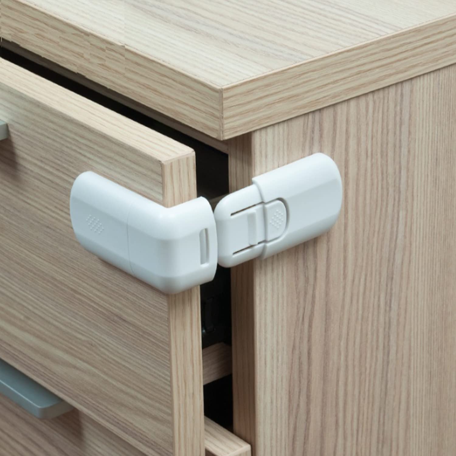 Baby Proofing Safety Locks - 2 Pack White ABS Plastic Multi-Use Adhesive Straps (68mm/2.68