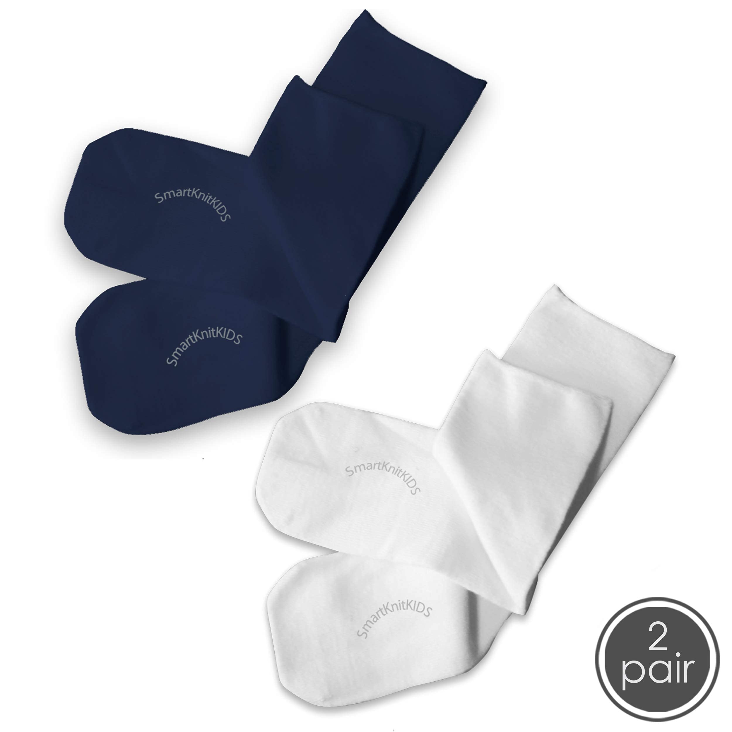 Seamless Sensitivity Socks for Women & Men - Ultra Soft Non-Slip 2 Pack (Navy & White, Small) - Perfect for Diabetic, Neuropathy & Everyday Comfort