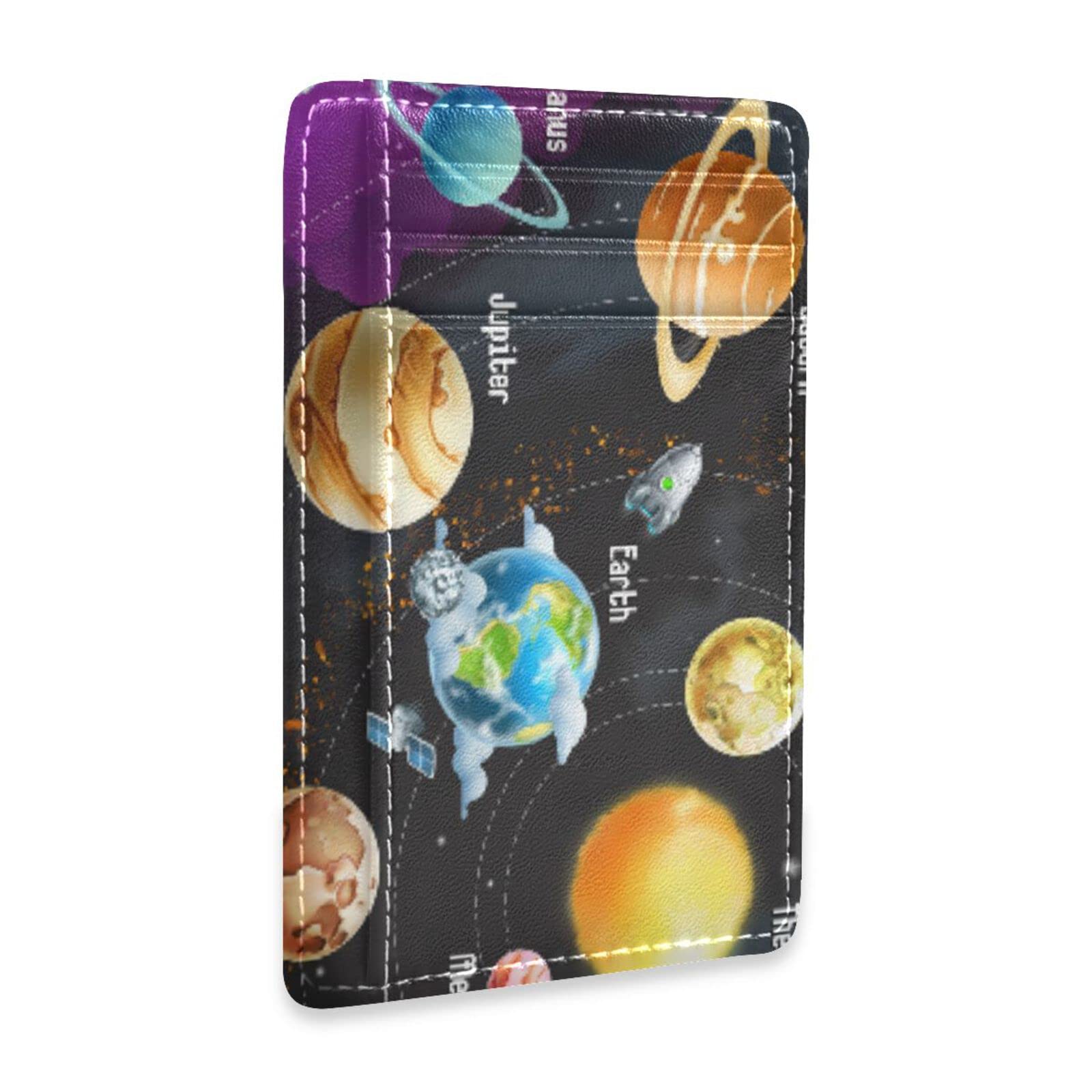 Mini Front Pocket Wallet - Slim RFID Blocking Credit Card Holder with Solar System Design for Men & Women | Perfect for Everyday Use, Travel & Gift Giving