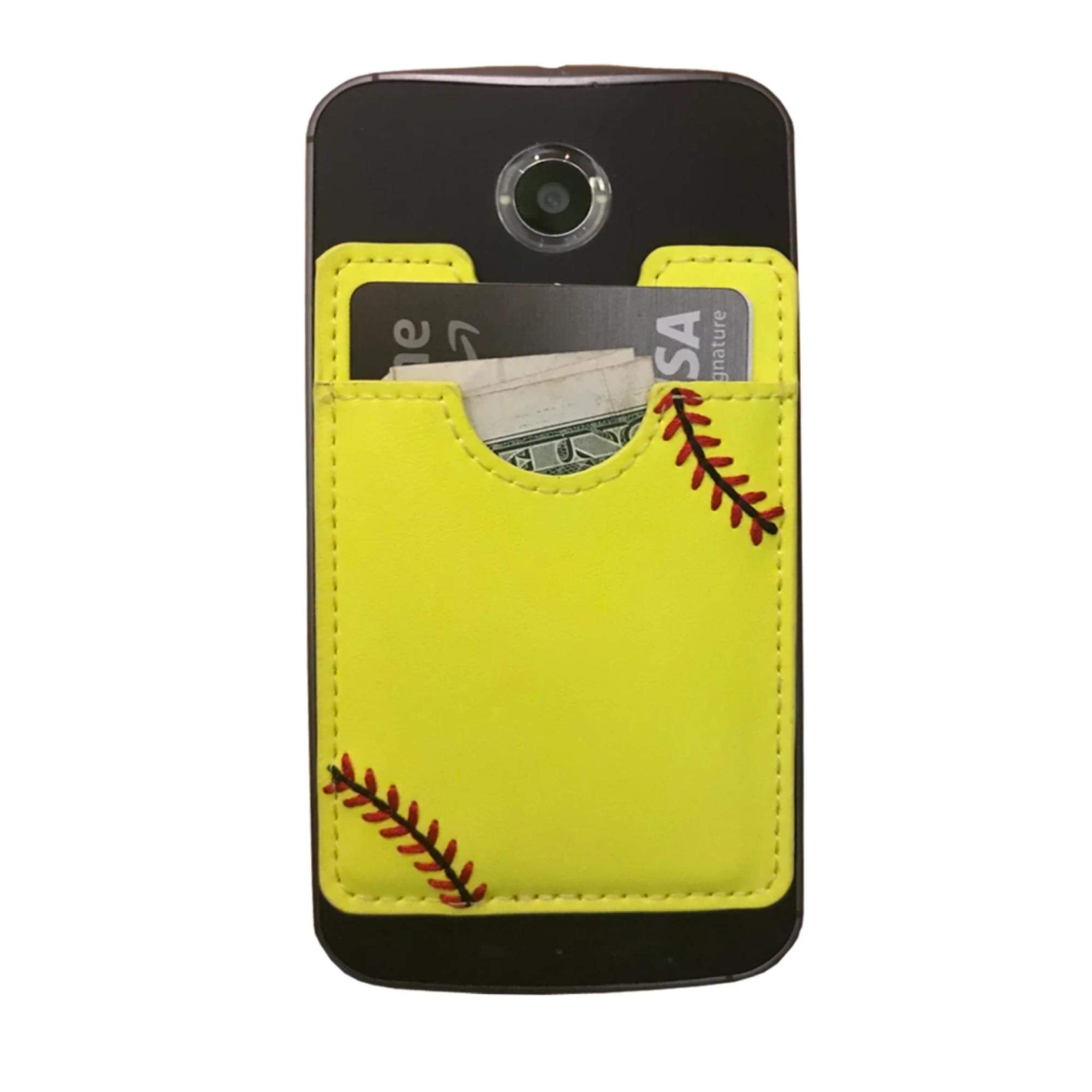 Premium Softball Leather Card Wallet Phone Case - Slim RFID Blocking Holder for Credit Cards & Cash | Perfect for Sports Fans, Travel & Everyday Use