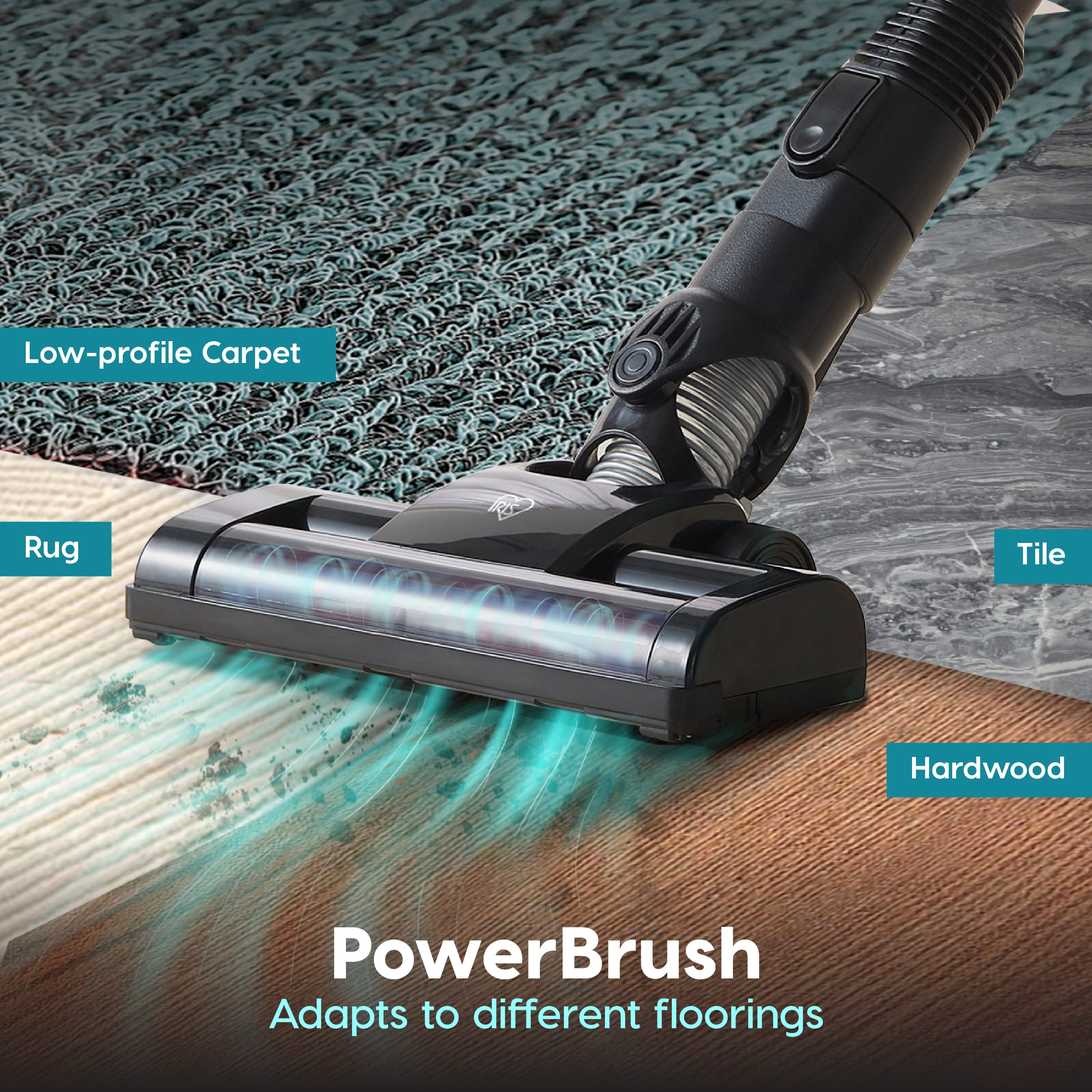 IRIS USA Cordless Stick Vacuum Cleaner - 9000Pa Powerful Suction, 4-in-1 Attachments, 60K RPM Motor, 35 Min Runtime - Ideal for Low-profile Carpets, Hard Floors & Pet Hair Removal - Perfect for Home, Office & Car Cleaning