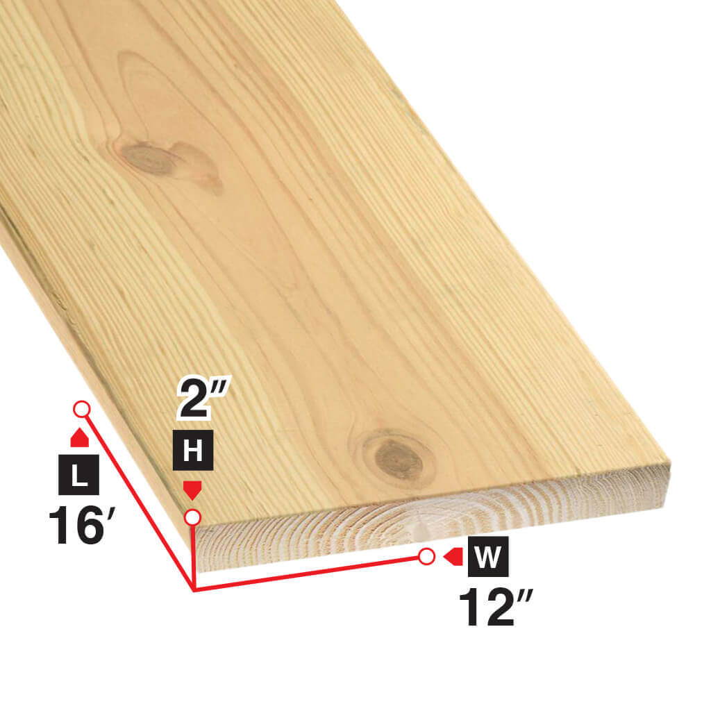 2 in. x 12 in. x 16 ft. Premium Spruce Lumber - Strong & Durable Wood for DIY Projects, Home Construction, and Outdoor Decking