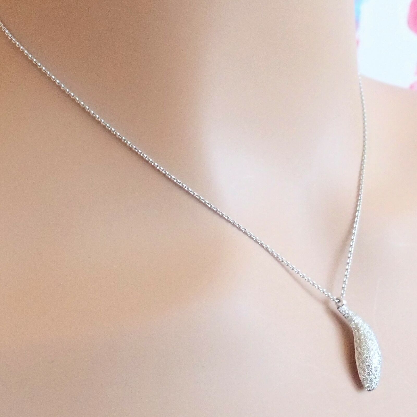 Authentic Tiffany & Co 18K White Gold Frank Gehry Diamond Fish Pendant Necklace - Elegant Jewelry Gift for Women, Perfect for Anniversaries & Special Occasions