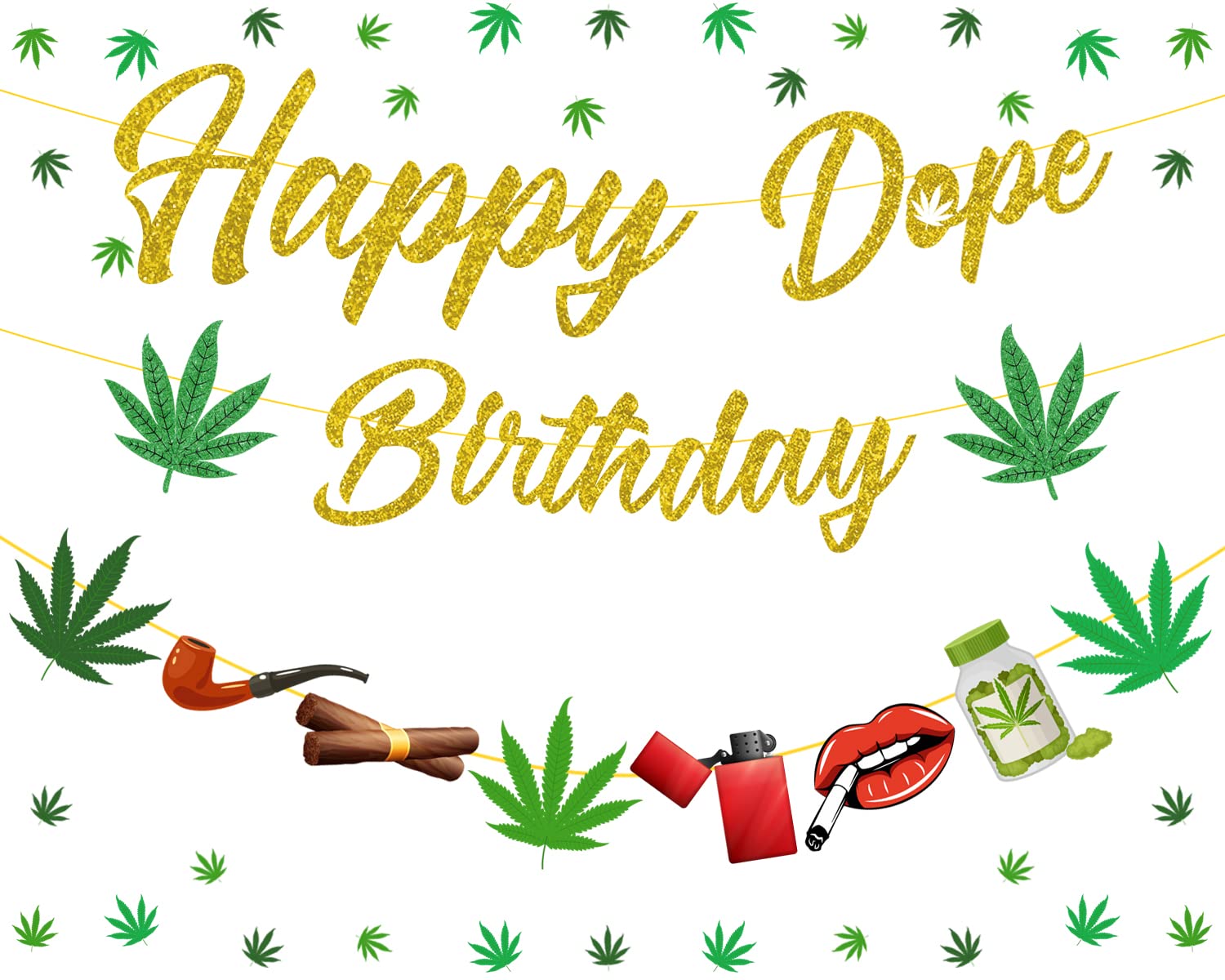 Dope Birthday Banner - Marijuana Leaf Party Decorations for 420 & Weed Themed Celebrations - Perfect for Stoner Parties, Cannabis Events & Festive Gatherings