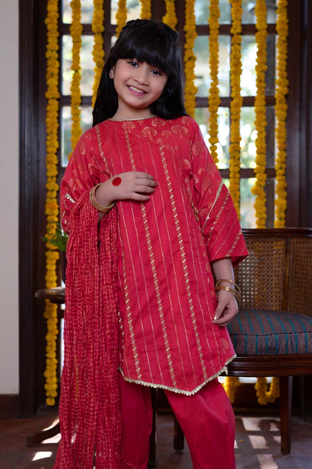 Elegant Cotton Jacquard Peach 3-Piece Suit for Women - Perfect for Weddings, Parties & Special Occasions