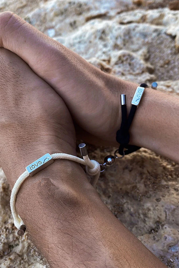 Stylish Alloy Love Couple Bracelet Set - Matching His & Hers Romantic Jewelry Gift for Anniversaries, Valentine's Day & Couples Date Nights