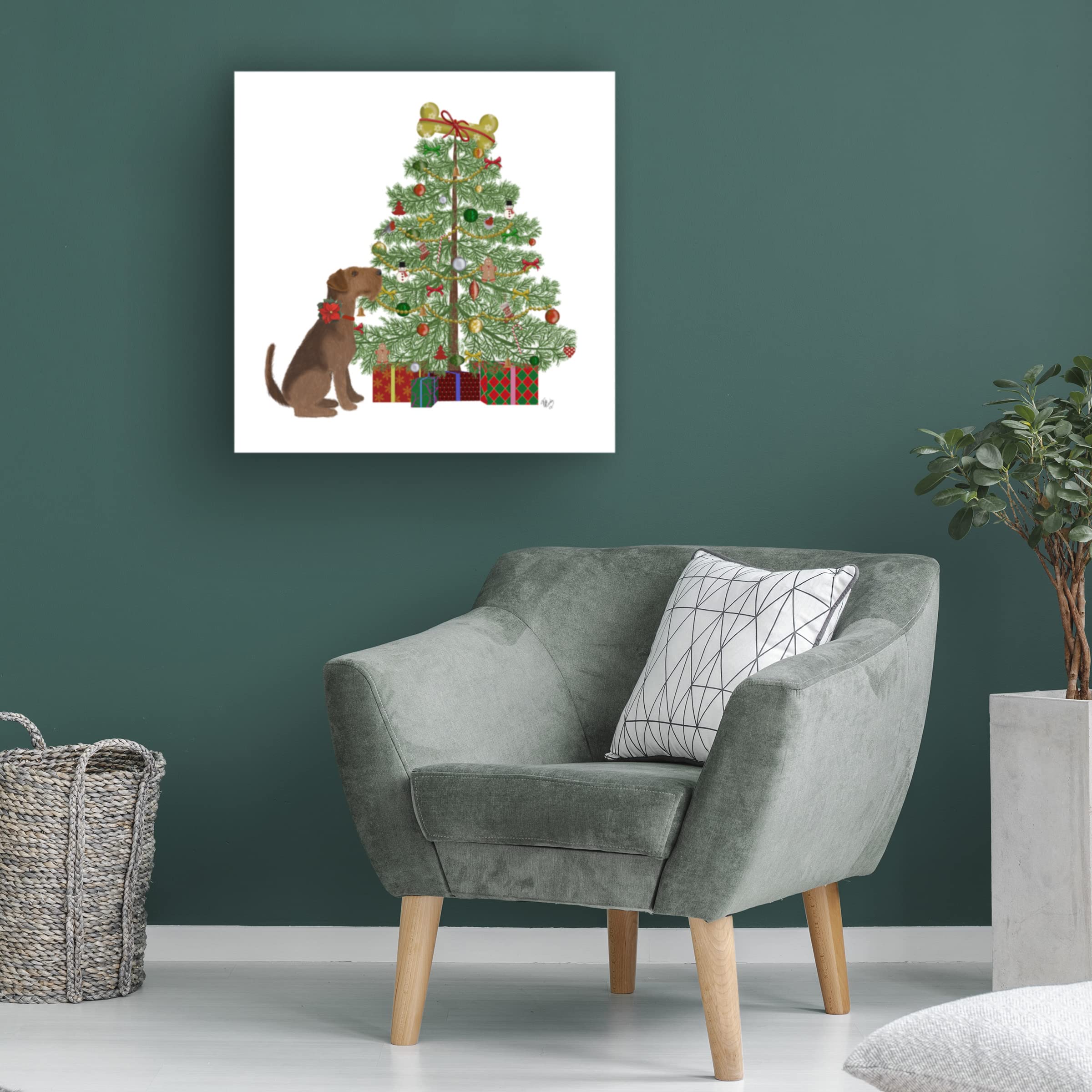 Trademark Fine Art 'Christmas Dog Bone Tree' Canvas Print by Fab Funky - Festive Pet Lover Holiday Decor for Living Room & Office