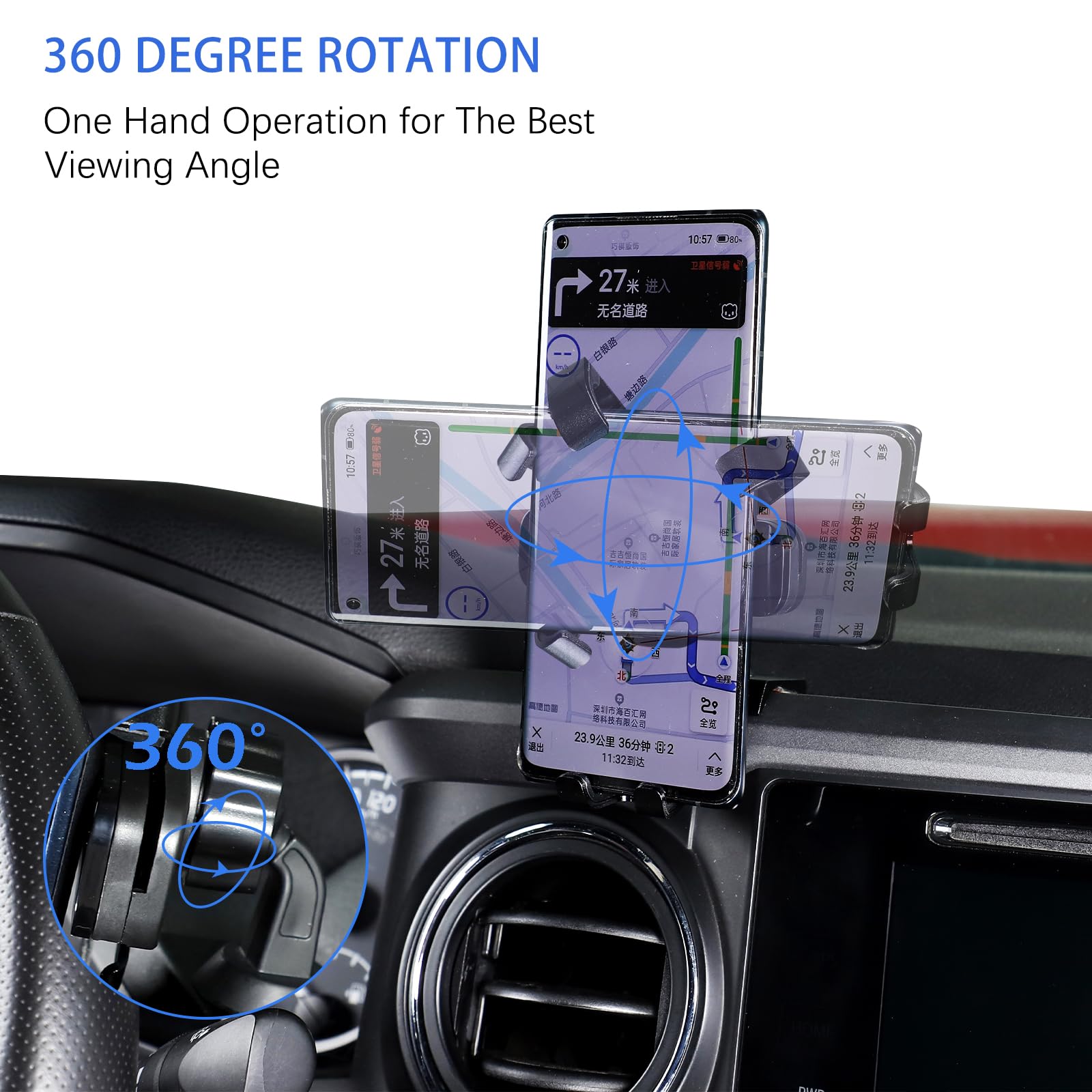 Universal Car Phone Mount for Toyota Tacoma 2016-2022 - Vent & Dashboard Magnetic Phone Holder with Retractable Stand - Hands-Free Black Clip Style - Perfect for GPS Navigation & Safe Driving