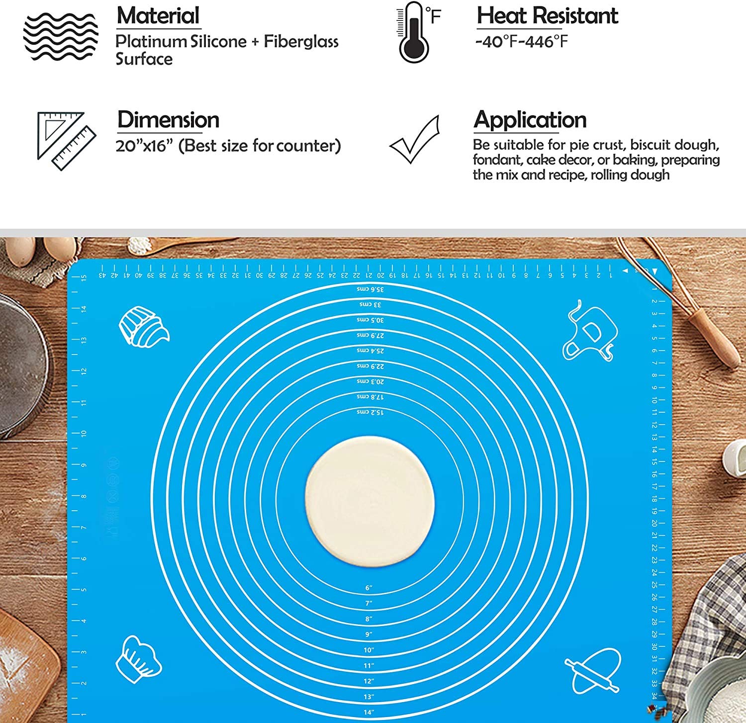 Non-Stick Silicone Baking Mat with Measurements - 18