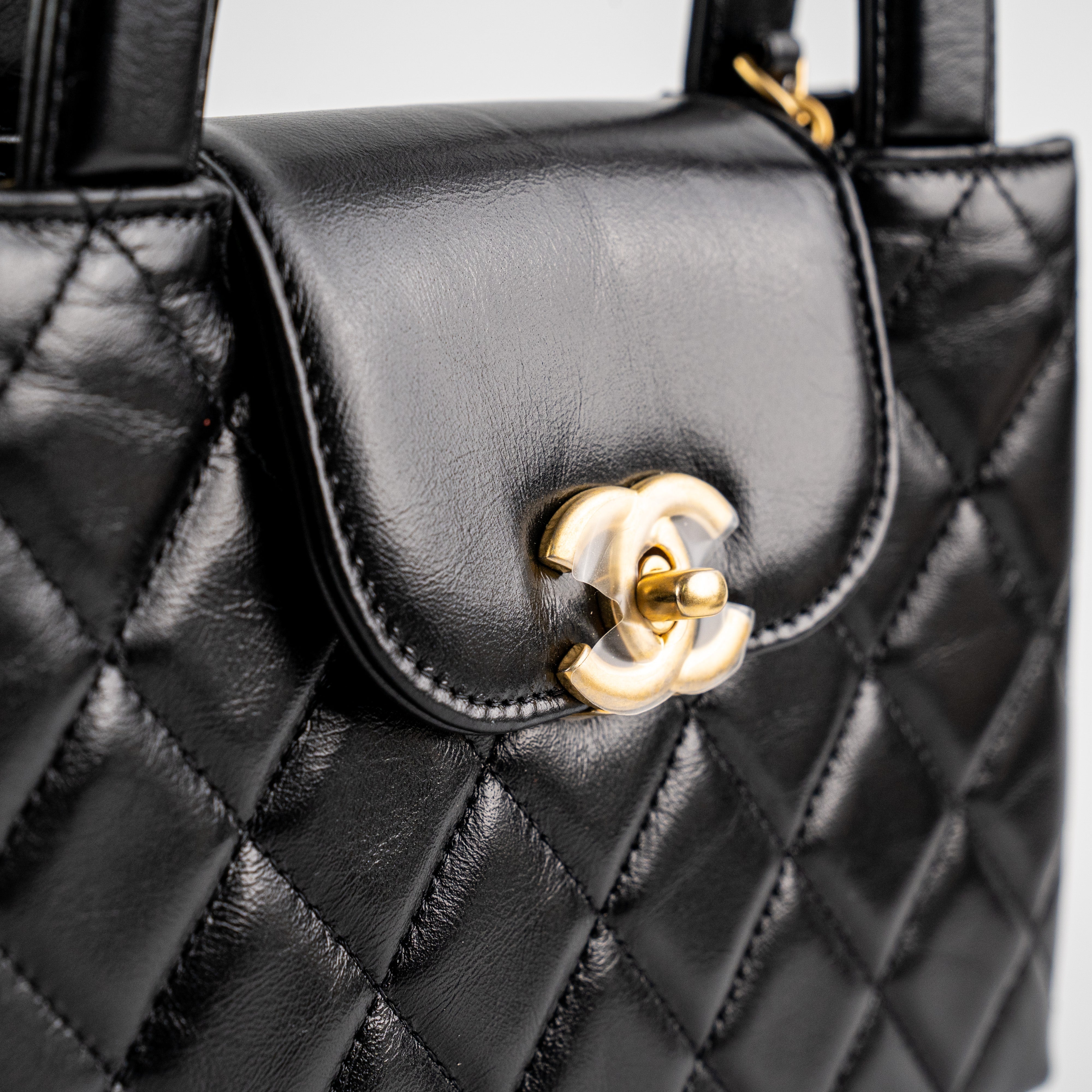 Chanel 23K Kelly Bag Small Black Microchip Leather Crossbody Bag - Luxury Designer Handbag for Women, Perfect for Date Night & Special Occasions