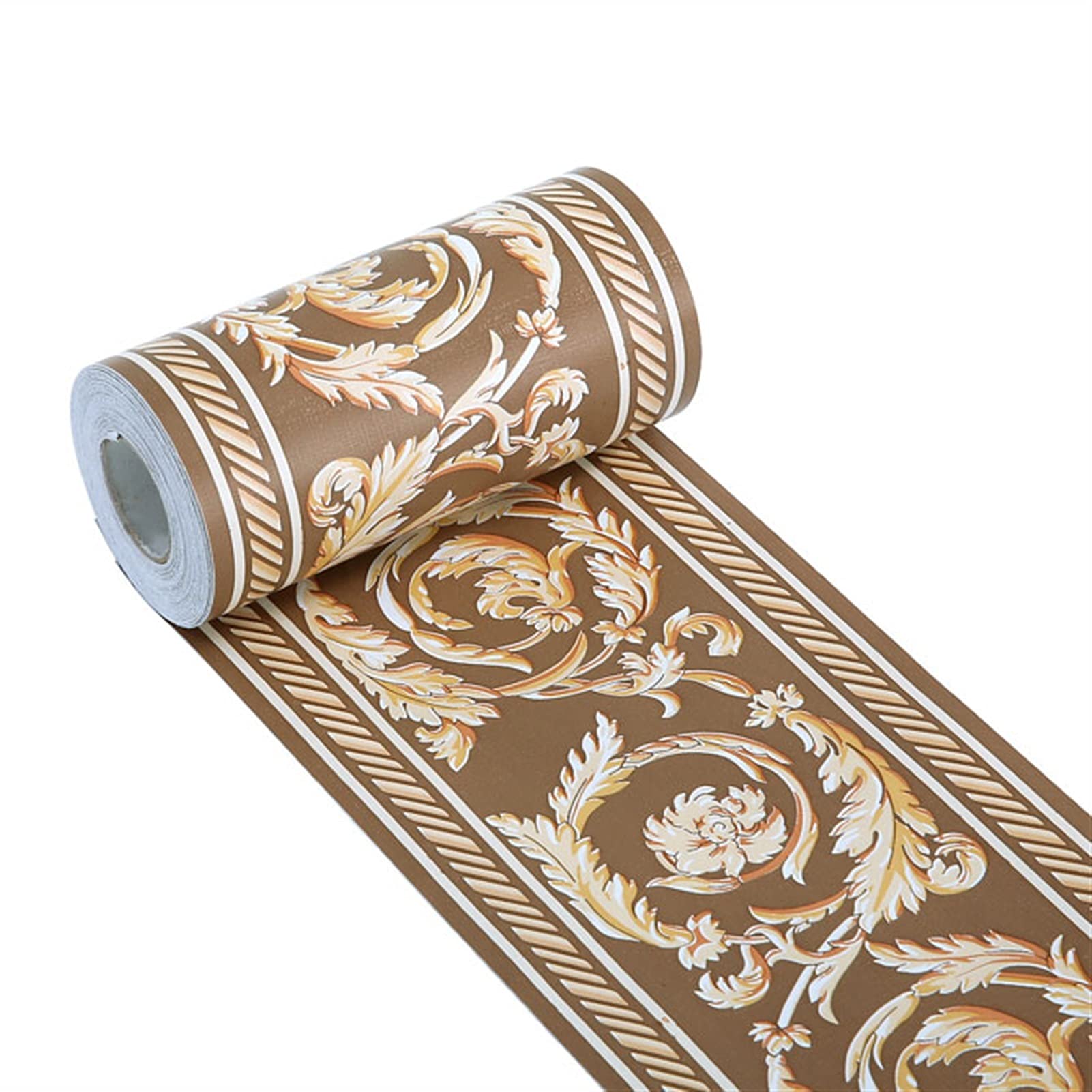 32.8 ft Self-Adhesive Wallpaper Border - Waterproof Peel & Stick Wall Edging Strip for Ceiling, Door Frame & Interior Decor (White/Brown) - Perfect for Living Rooms, Bedrooms & Home Renovation
