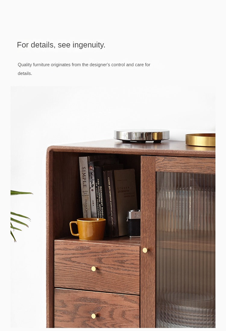 Solid Oak Wood Side Cabinet - Rustic Storage Cabinet for Living Room, Bedroom & Entryway - Perfect for Organizing Books, Decor & Essentials