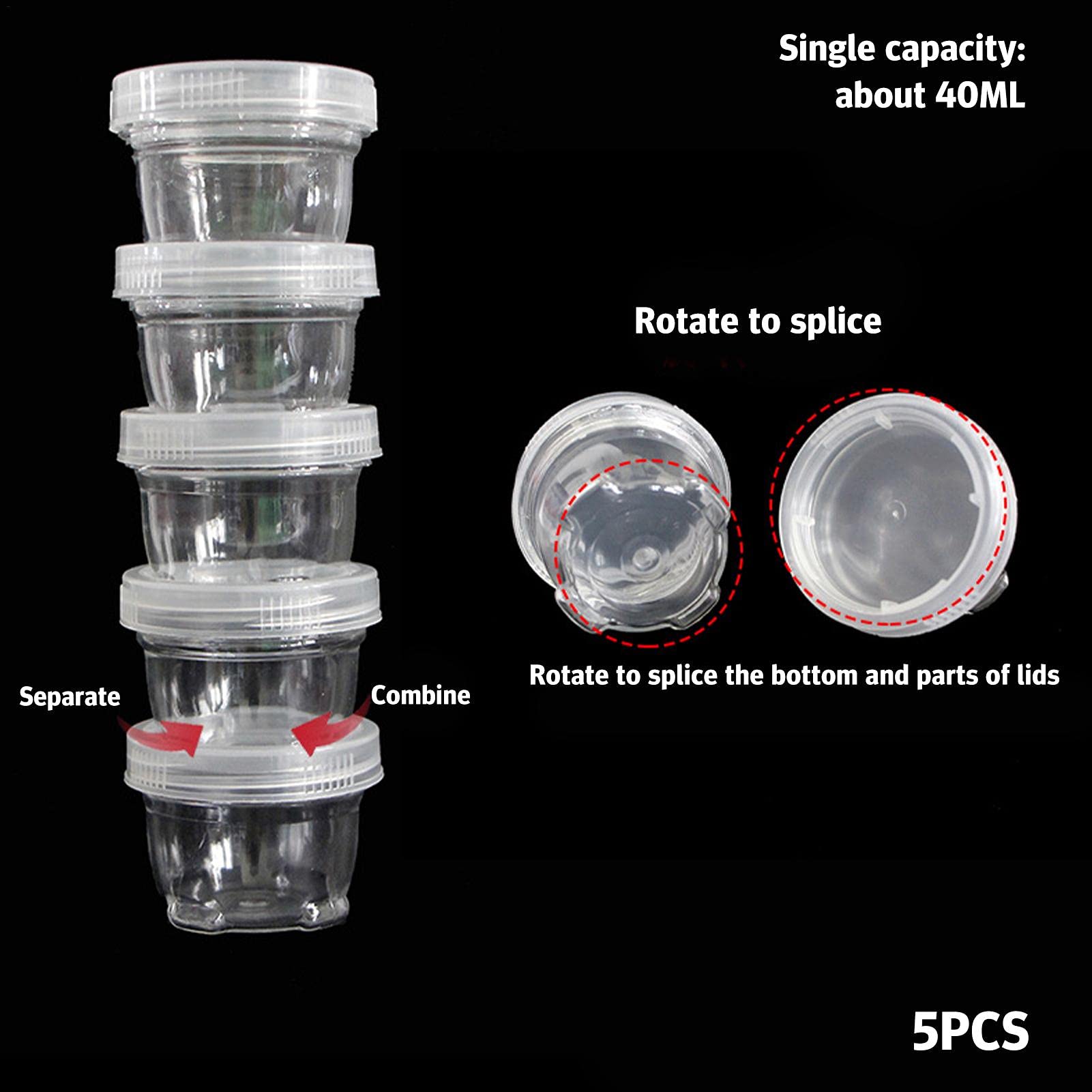 Stackable Airtight Storage Jars Set of 5 - Portable Kitchen & Pantry Organizer for Food, Spices, Camping Supplies - Perfect for Home, Office, Outdoor Camping and Picnic Organization