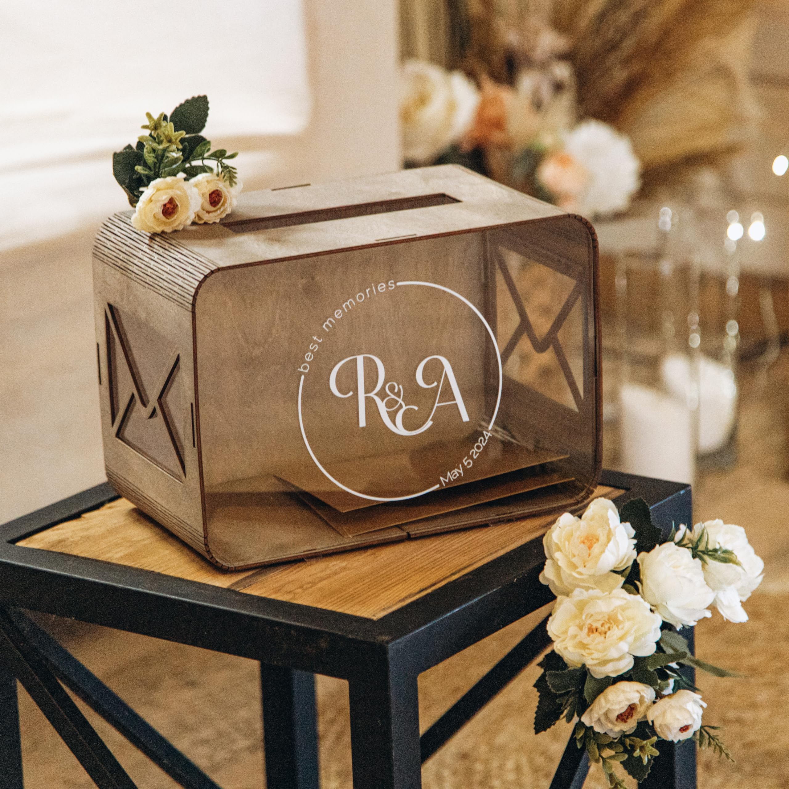Personalized Wedding Guest Book Alternative - Heart Frame Card Box for Wedding, Graduation & Baby Shower - Unique Guest Book for Wedding Reception & Special Events - Perfect for Cherishing Memories