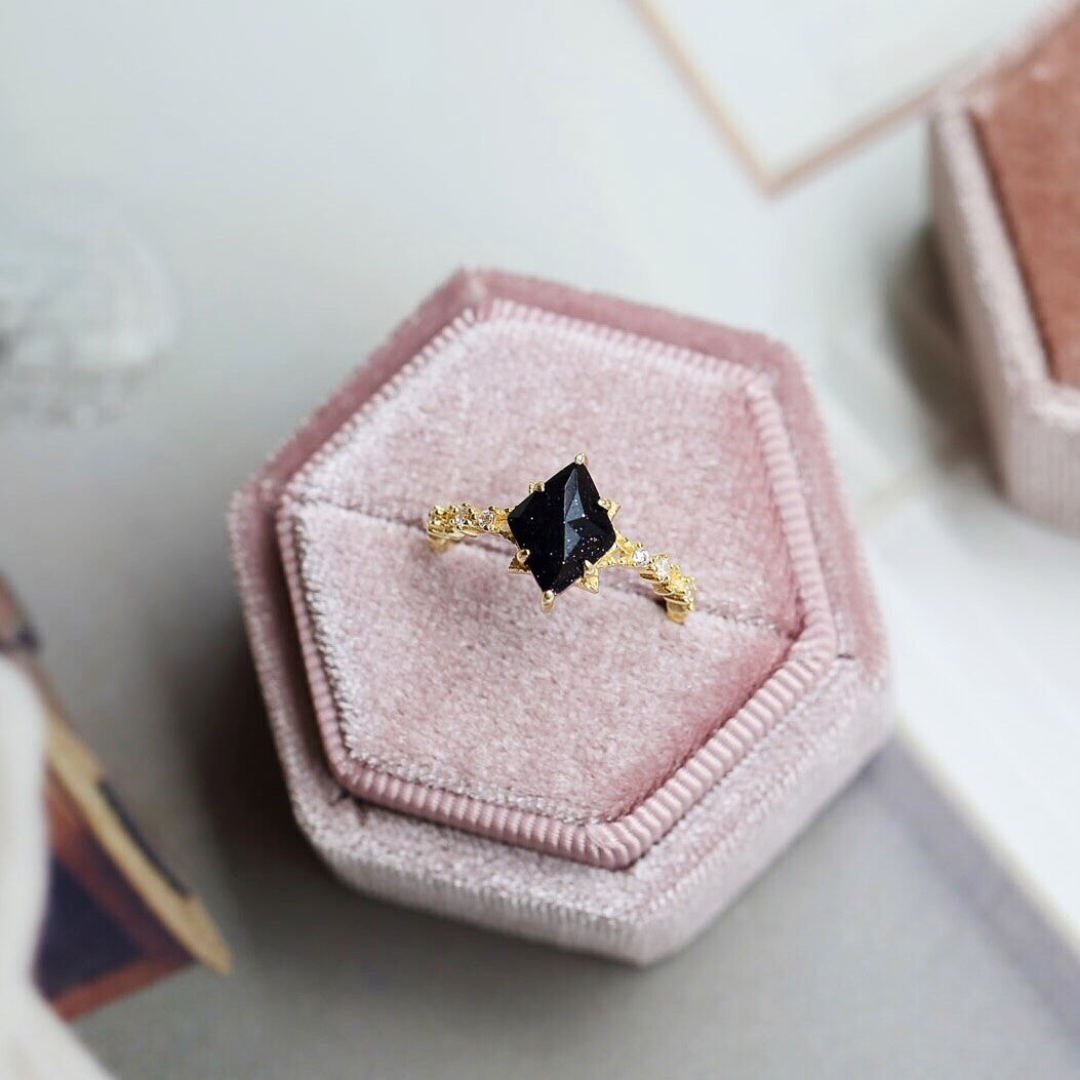 Galaxy Blue Sandstone Star Stone Lace Ring Set | HJZB 064 - Elegant Boho Jewelry for Women, Perfect for Date Nights, Weddings & Special Occasions