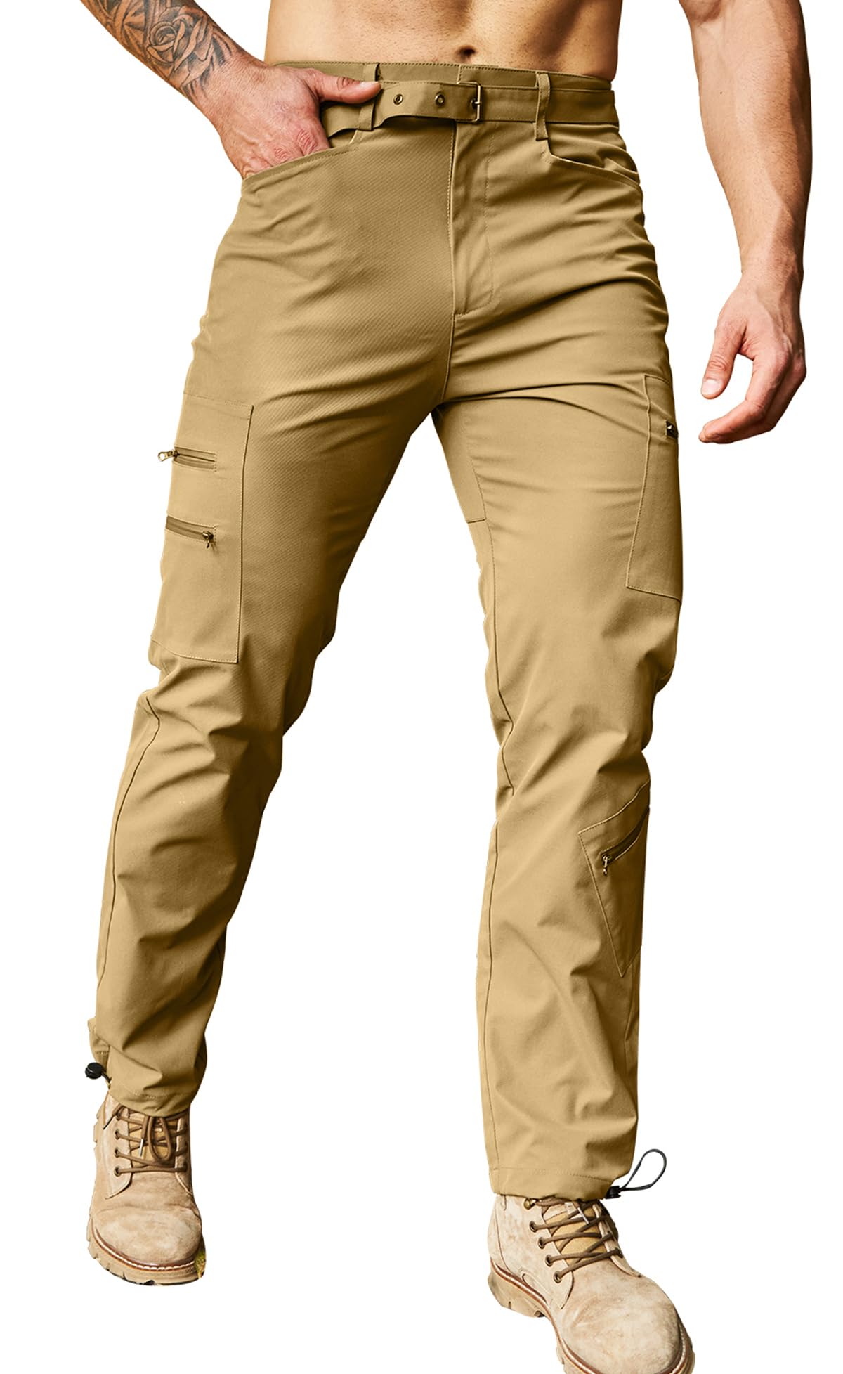 LBL Men's Hiking Cargo Pants - Lightweight Quick Dry with Zipper Pockets for Outdoor Work & Travel
