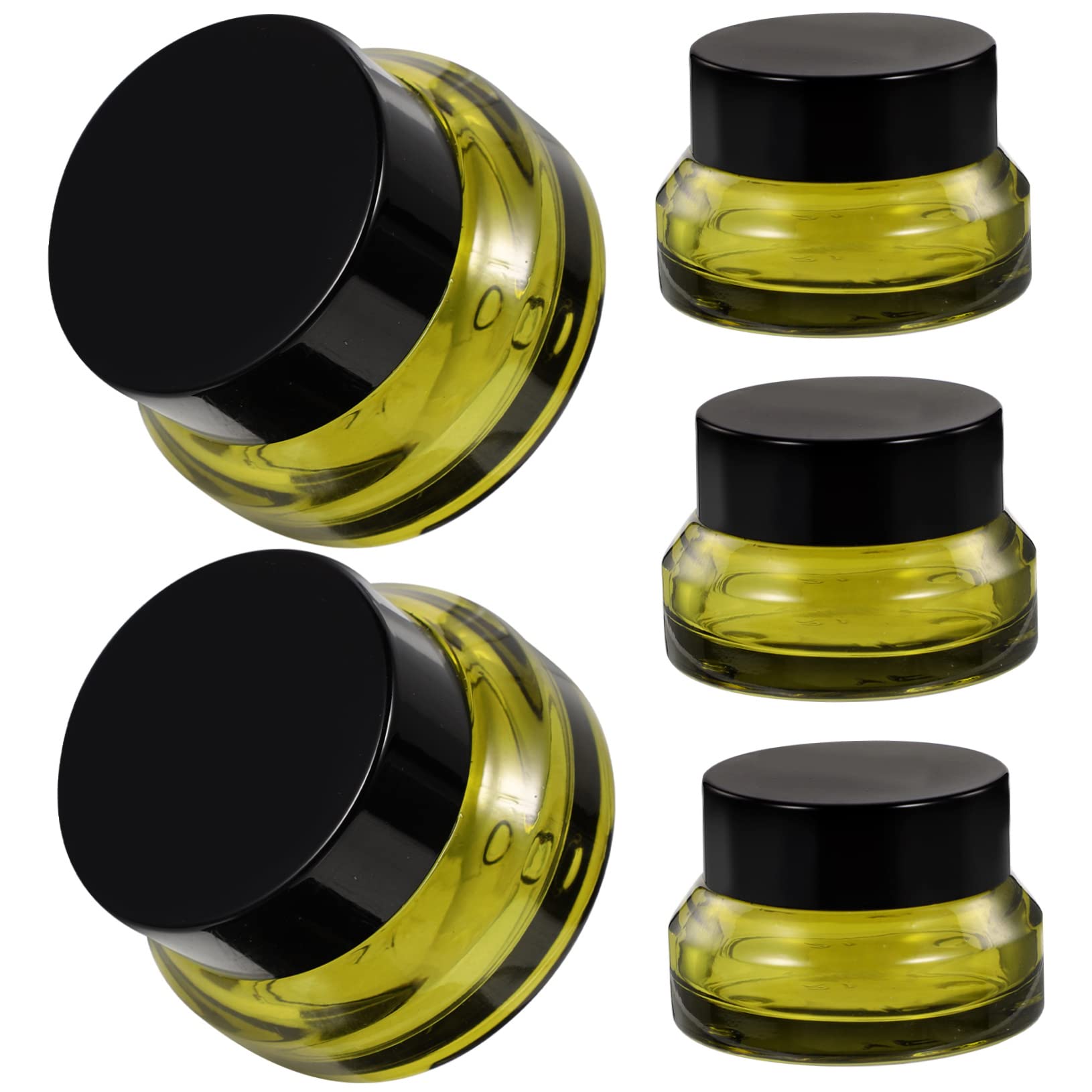 FOMIYES 5-Piece Travel-Size Cosmetic Bottles Set with Lids - Leakproof Mini Jars for Foundation, Lotion, Creams & Beads Storage (Glass & PP Material) - Perfect for Travel, Home Organization & DIY Beauty Products