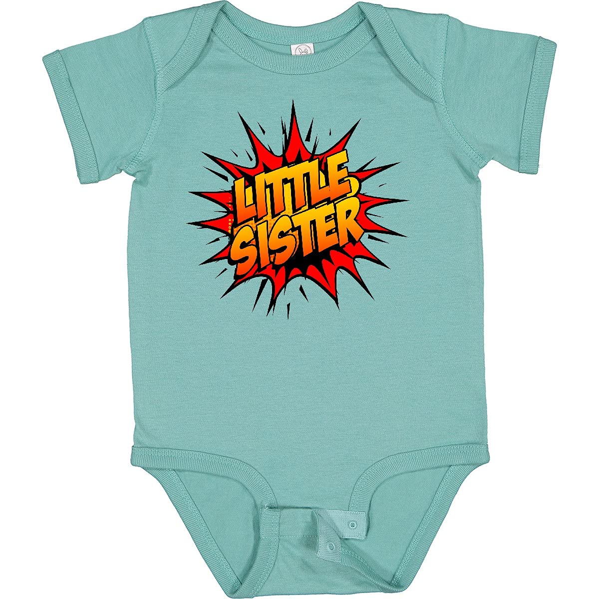 Inktastic Little Sister Super Hero Baby Bodysuit - Cute Cotton Onesie for Infants & Toddlers - Perfect for Sibling Matching, Birthday Gifts & Superhero Theme Parties