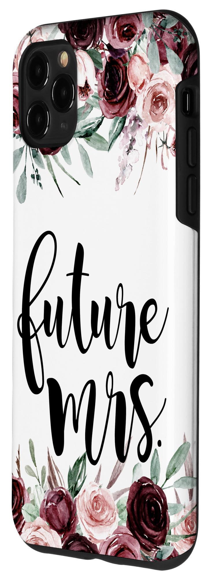 iPhone 11 Pro Max Case - Floral Wedding Design for Bride & Groom, Engaged Couple Phone Cover - Perfect for Engagement Parties, Bridal Showers & Honeymoon Travel