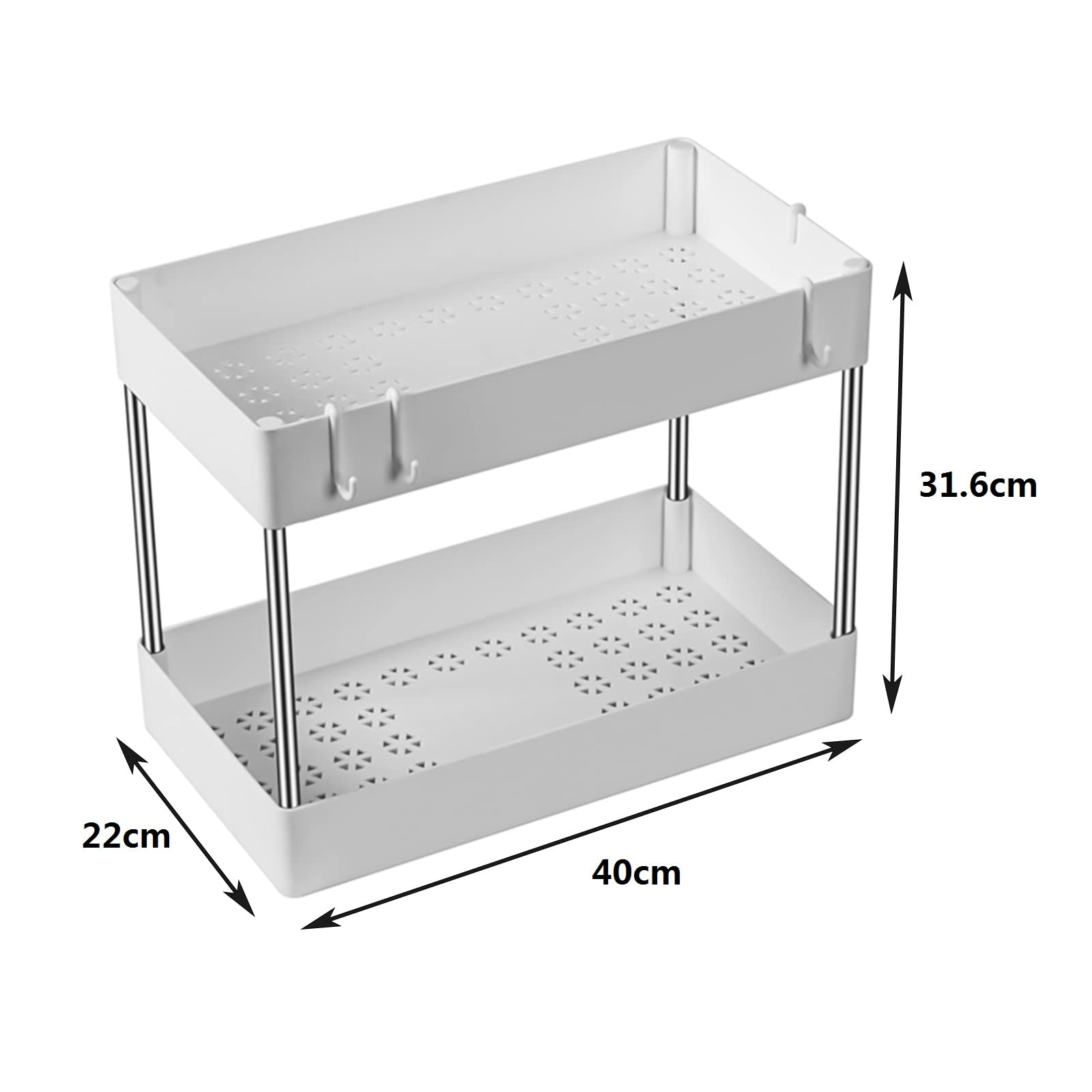 EXCLUZO 2-Tier Under Sink Organizer - Multifunctional Storage Rack for Cleaning Supplies, Spice Bottles & Cosmetics | Perfect for Kitchen, Bathroom, Bedroom, Study & Office Organization | Space-Saving Solution for Small Spaces