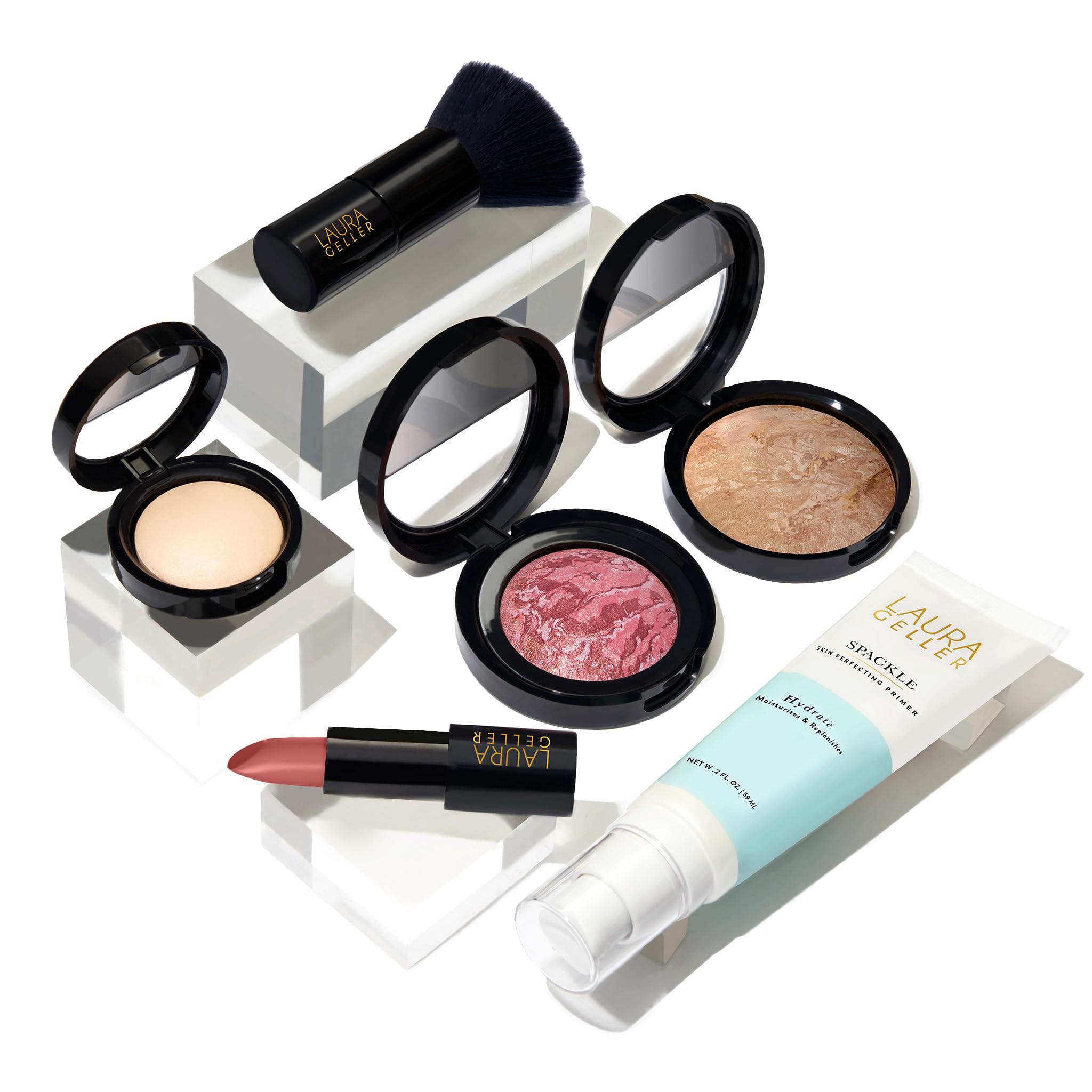 LAURA GELLER NEW YORK Cult Classics Full Face Makeup Kit - Medium Shade | Foundation, Blush & Highlighter Set for Flawless Everyday Makeup
