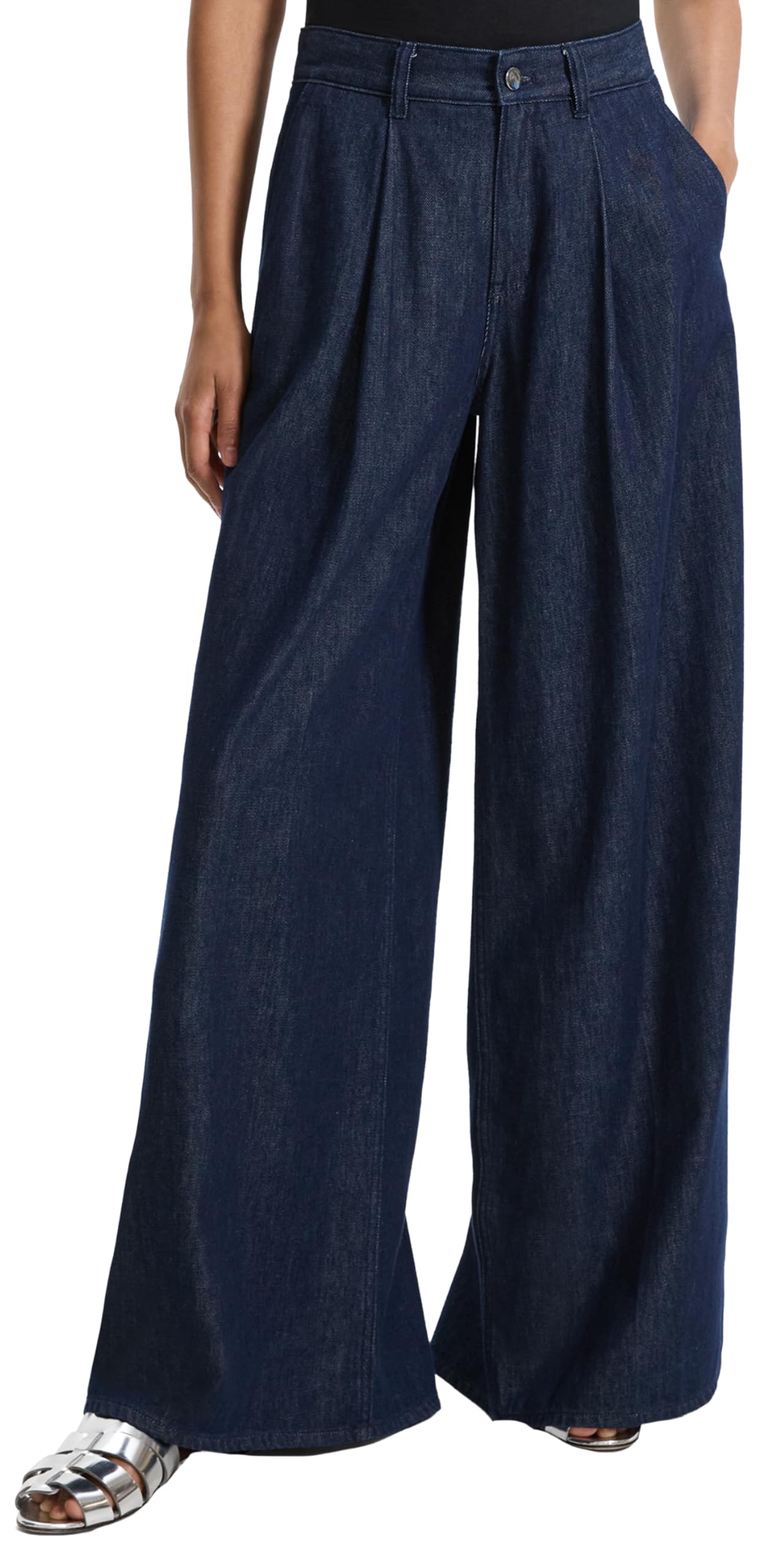 Theory Women's Pleated Wide Leg Pants - High Waist Dress Pants for Work & Office | Comfortable Stretch Fabric in Indigo Blue | Perfect for Business Casual & Professional Outfits