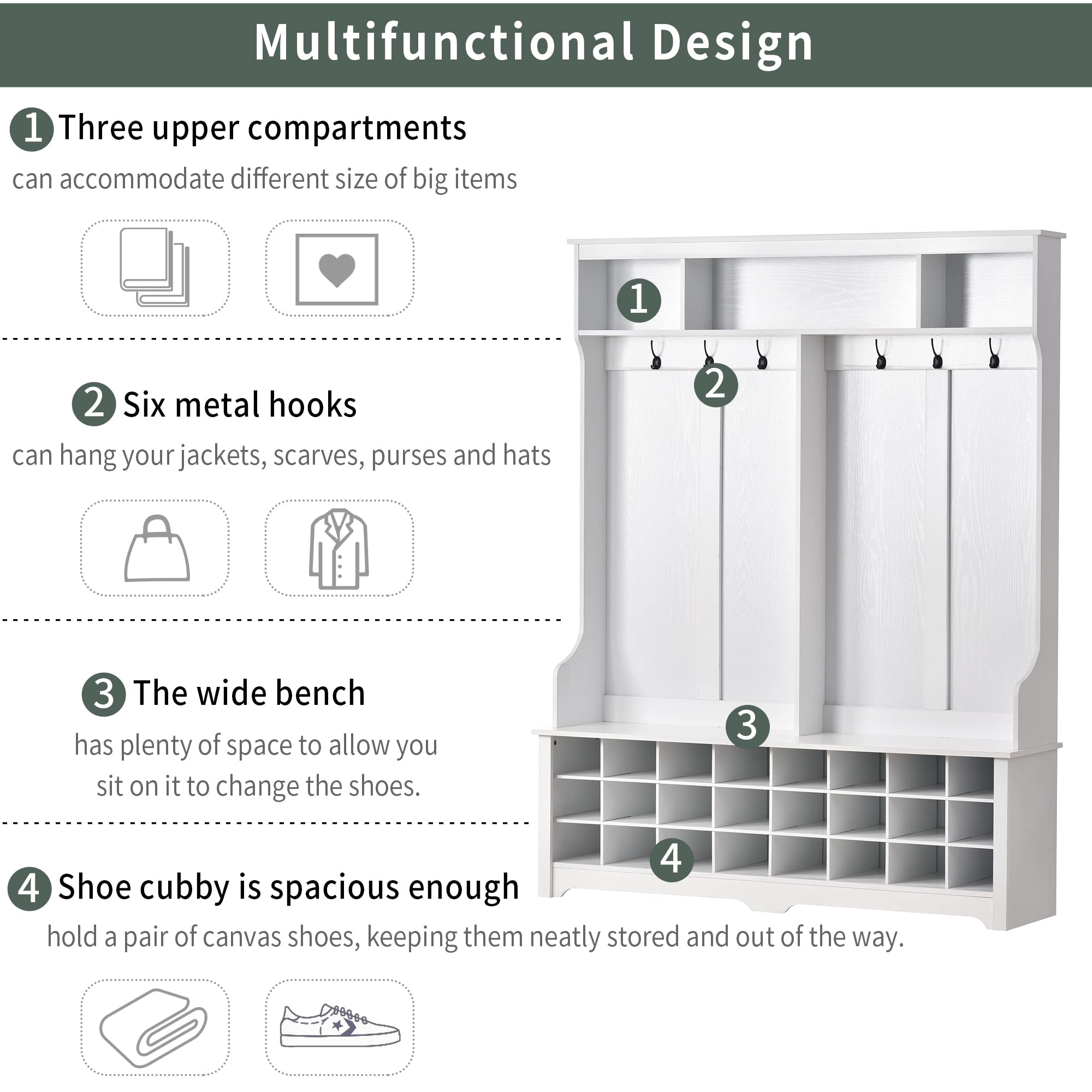 Merax 24-Slot Shoe Storage Bench with Coat Hooks & Cabinets - Space Saving Entryway Organizer for Shoes, Jackets & Accessories | Perfect for Mudroom, Foyer & Apartment Entryways
