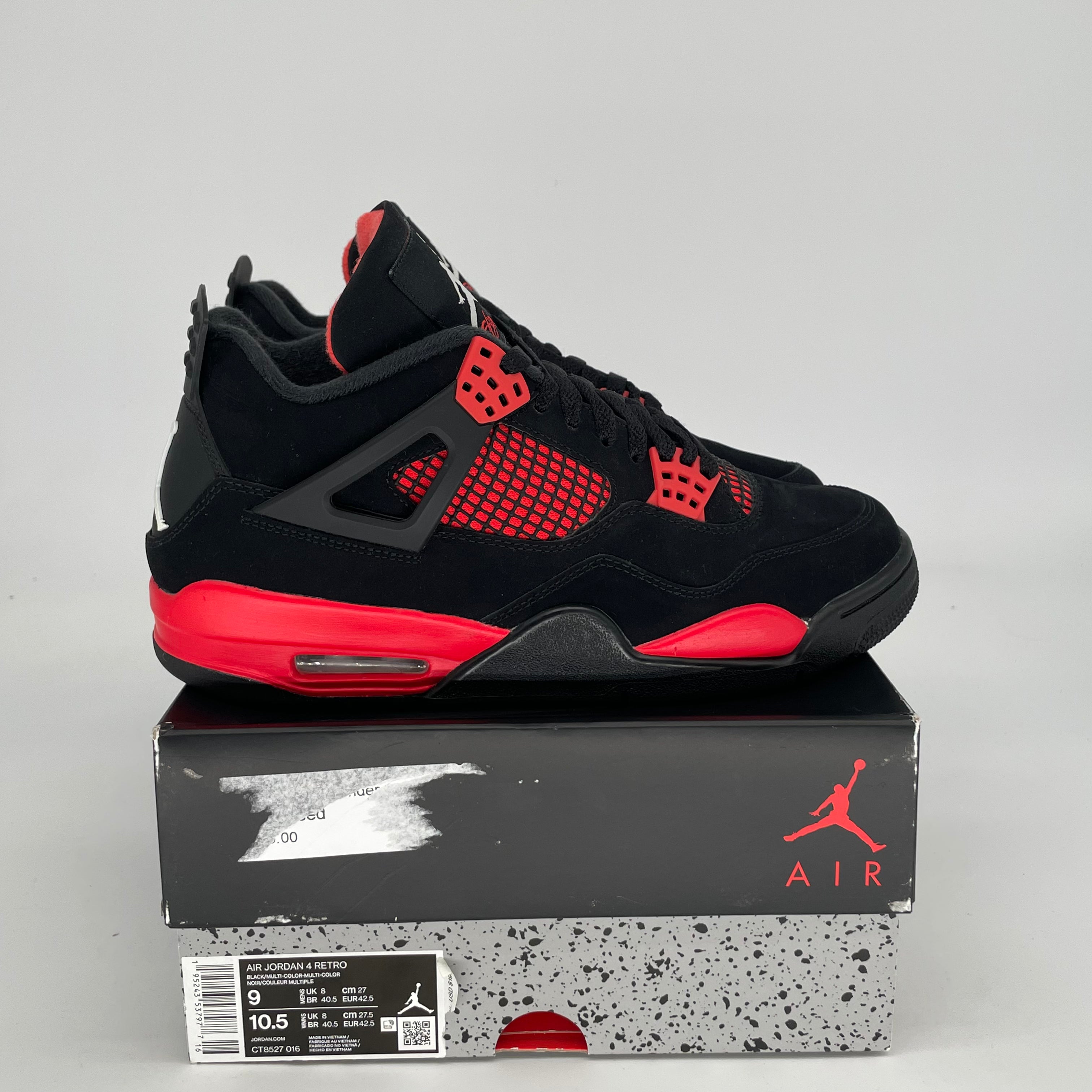 AIR JORDAN 4 Red Thunder Basketball Shoes Men's Size 9/10.5W CT8527-016 - Retro Sneakers for Streetwear & Casual Outfits