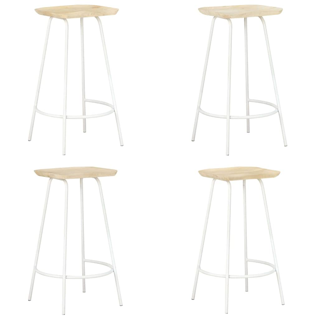 Industrial Bar Stools Set of 4 - Solid Mango Wood Counter Height Bar Chairs with Footrest for Kitchen, Breakfast Nook, Living Room & Party Room - Rustic Home & Commercial Use