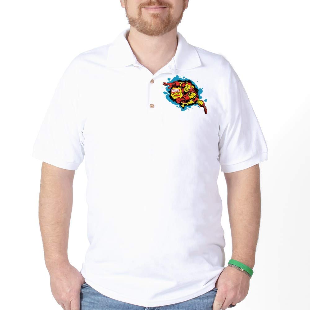 Iron Man Splatter Design Men's Golf Polo Shirt - Comfortable & Stylish for Golfing, Casual Wear & Superhero Fans