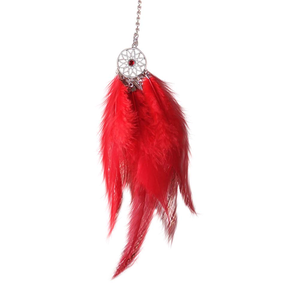 Double Feather Hanging Pendant Charm - Red Car Rearview Mirror Decor for Women | Stylish Car Interior Accessories | Perfect for Road Trips & Daily Commutes