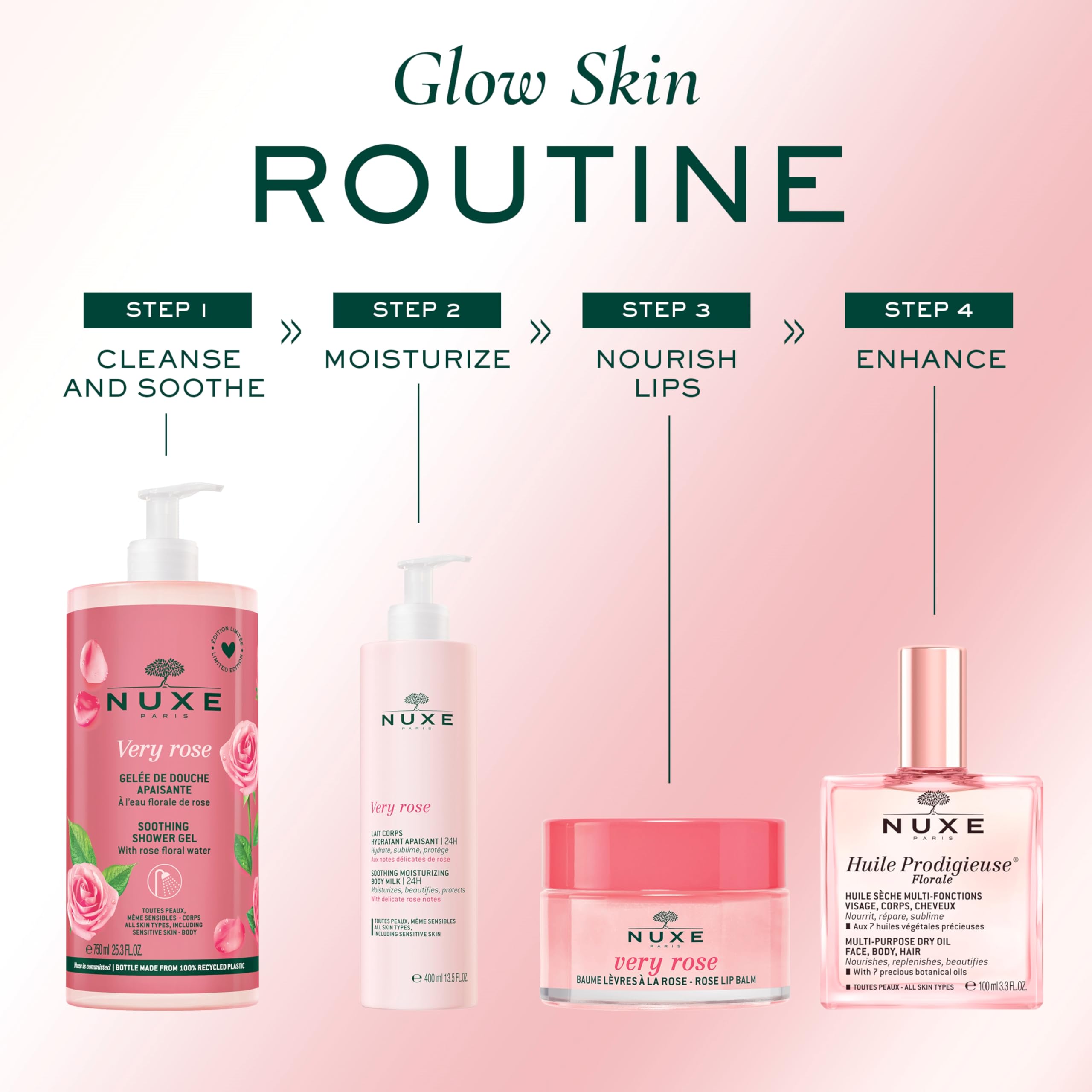 Nuxe Very Rose Soothing Shower Gel 750ml - Hydrating & Calming for Sensitive Skin - Perfect for Daily Use & Relaxing Bath Time