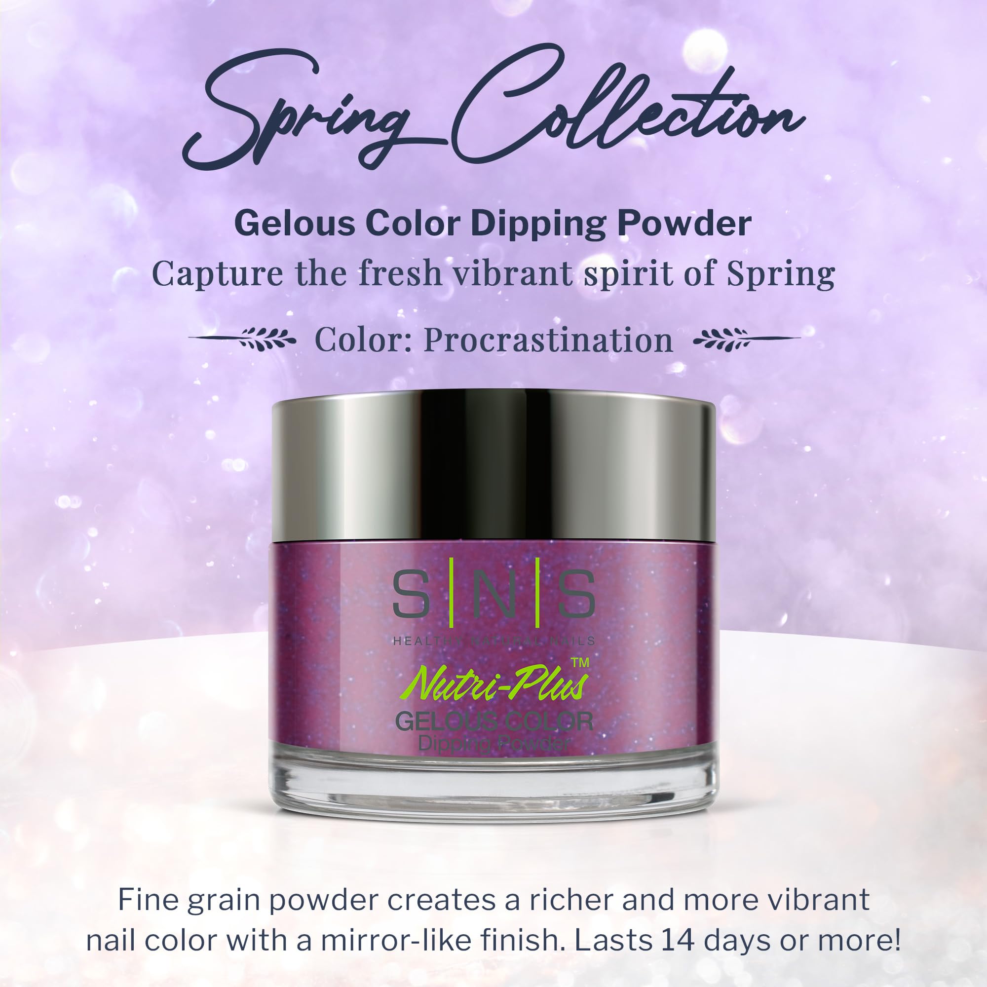 Long-Lasting SNS Nail Dip Powder - Gelous Shimmer Dipping Powder in Procrastination Purple/Violet (1 oz) | 14-Day Wear, Low Odor & No UV Lamp Needed | Perfect for Salon-Quality Manicures at Home & Professional Nail Art