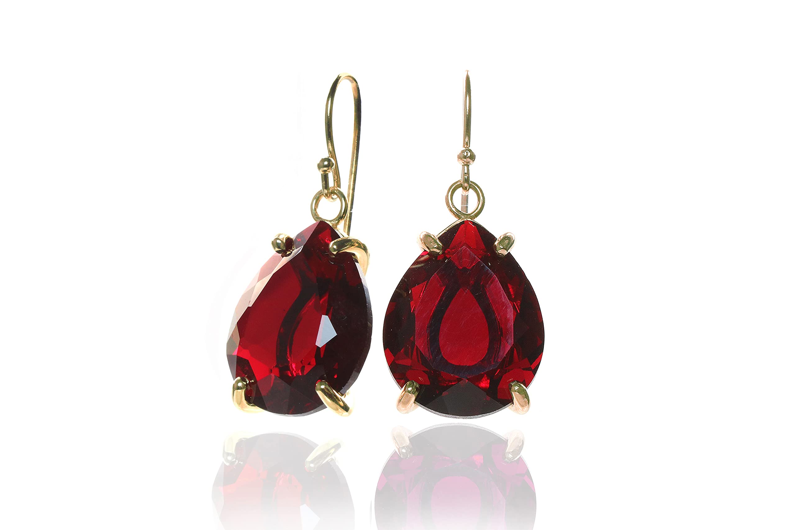 Elegant Bold Garnet Earrings for Women | January Birthstone Jewelry | Dangling Pear-Shaped Red Gemstone Earrings | Perfect for Weddings, Parties & Special Occasions | Fashionable Gift for Her