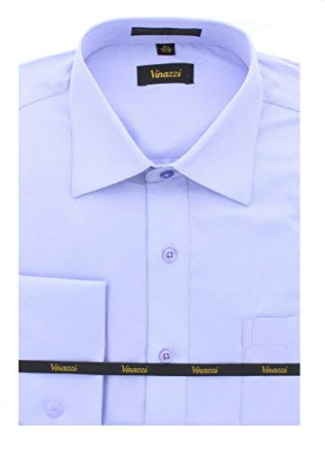 Vinazzi Premium Men's Dress Shirt with French Cuffs - Formal Business Attire for Office & Special Occasions