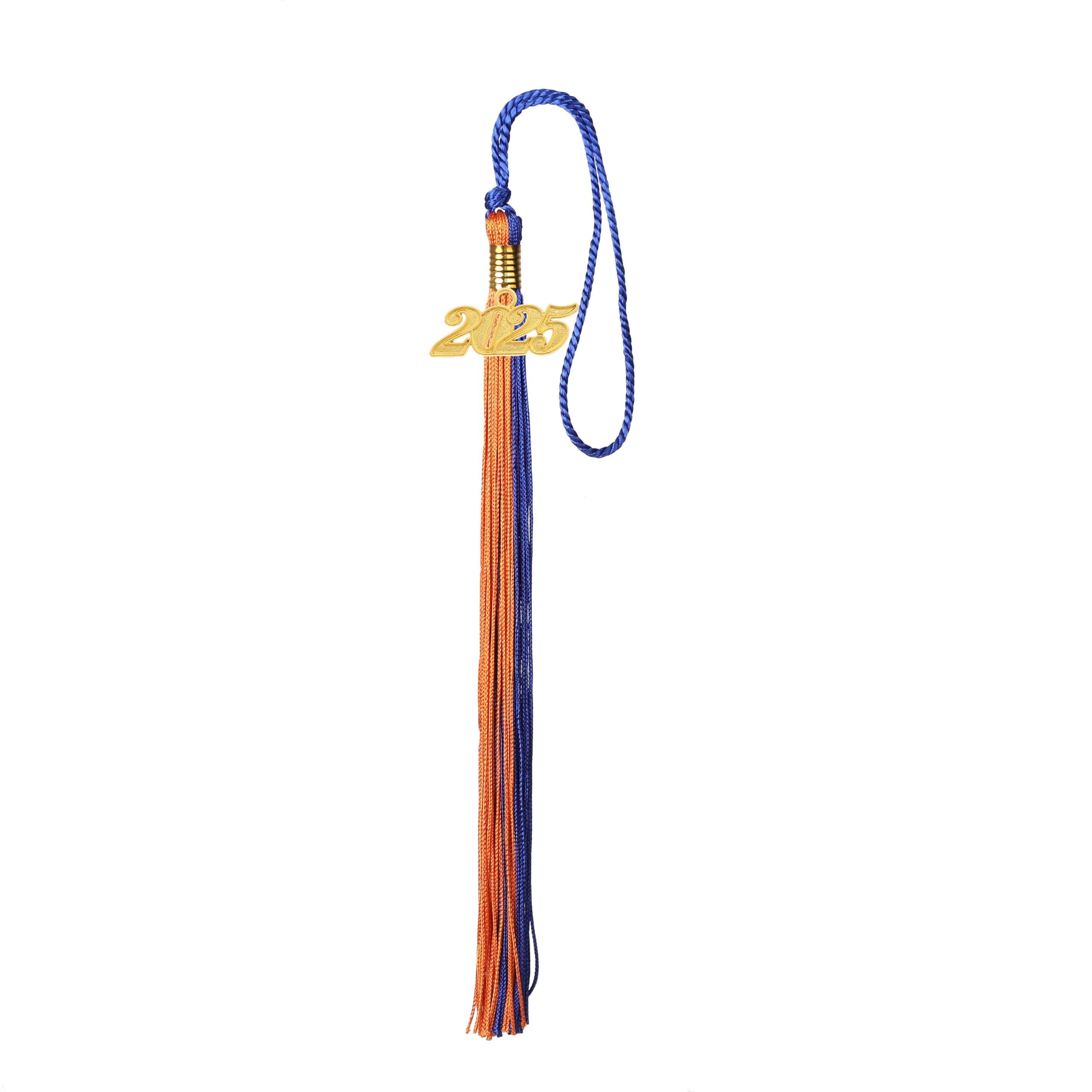 2024 Graduation Tassel with Year Charm - Single & Multi-Color Options (Royal Blue & Orange) - Perfect for High School & College Graduation Ceremonies, Cap Decorations & Keepsakes