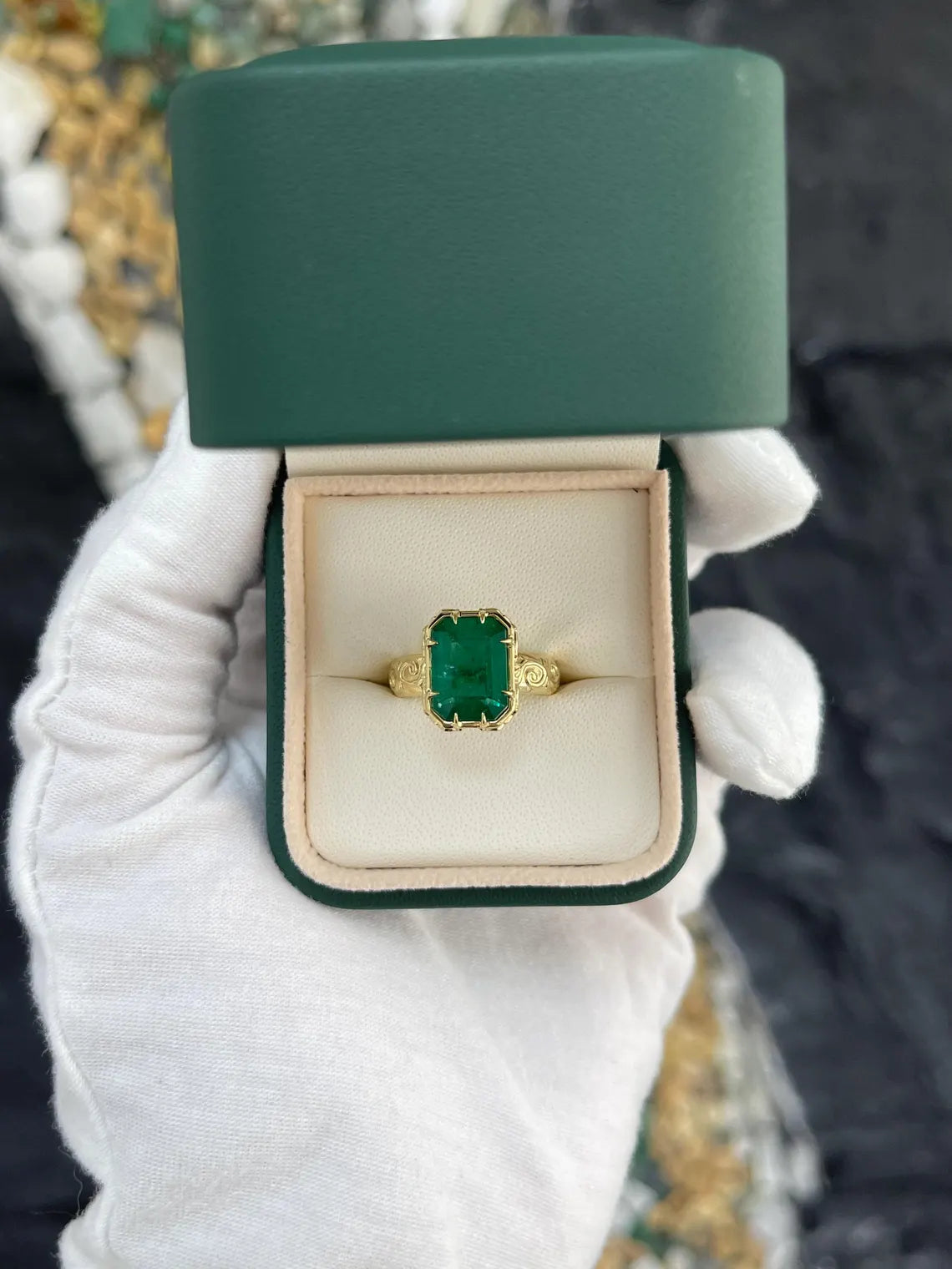 3.90ct Emerald Cut Solitaire Engagement Ring - AAA Quality Rich Green Gemstone for Women, Perfect for Proposals, Anniversaries & Special Occasions